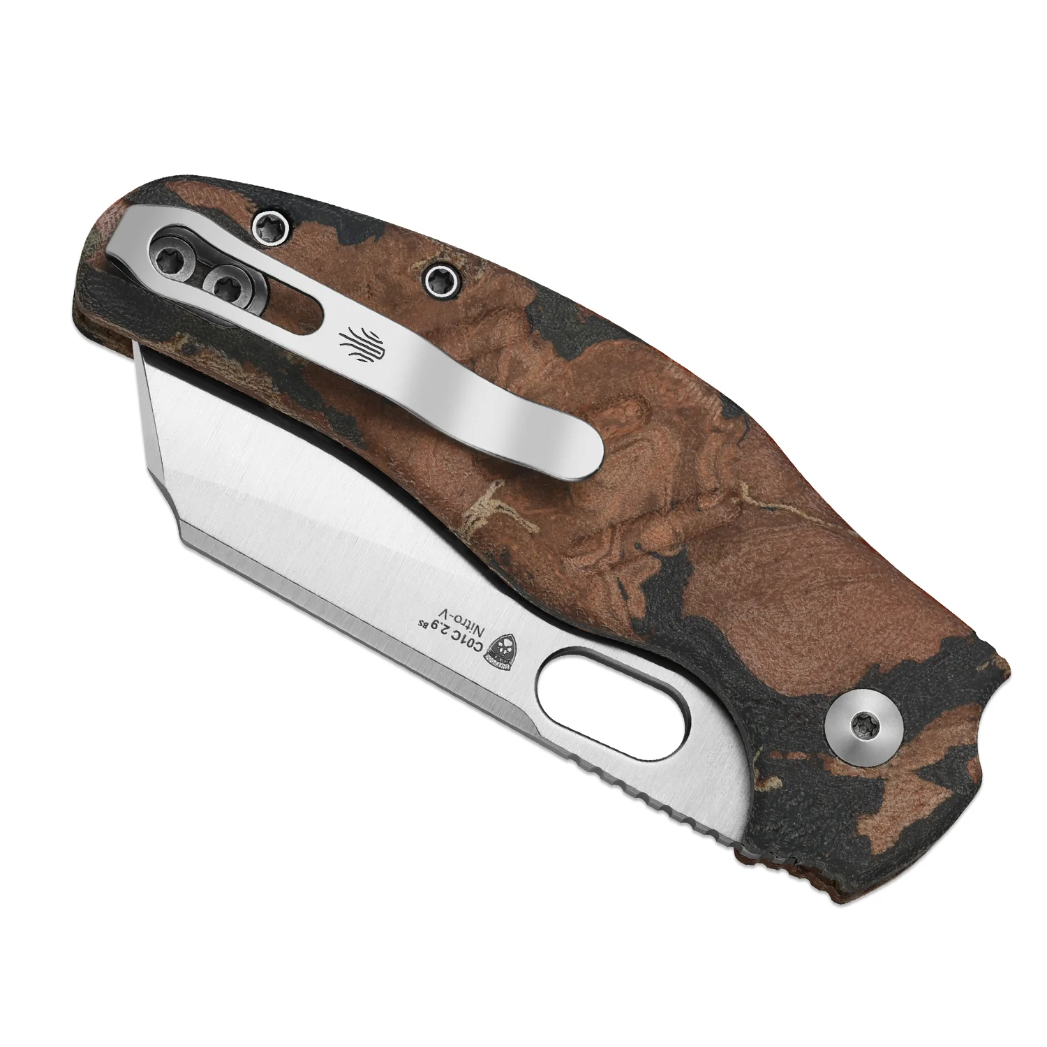 Sheepdog® C01C 2.9 BS | Current Micarta (Orange Burl Canvas) | Kizer Button Liner Lock™ | Nitro-V | KizerV™ 3488.29BSA3 - Image 5