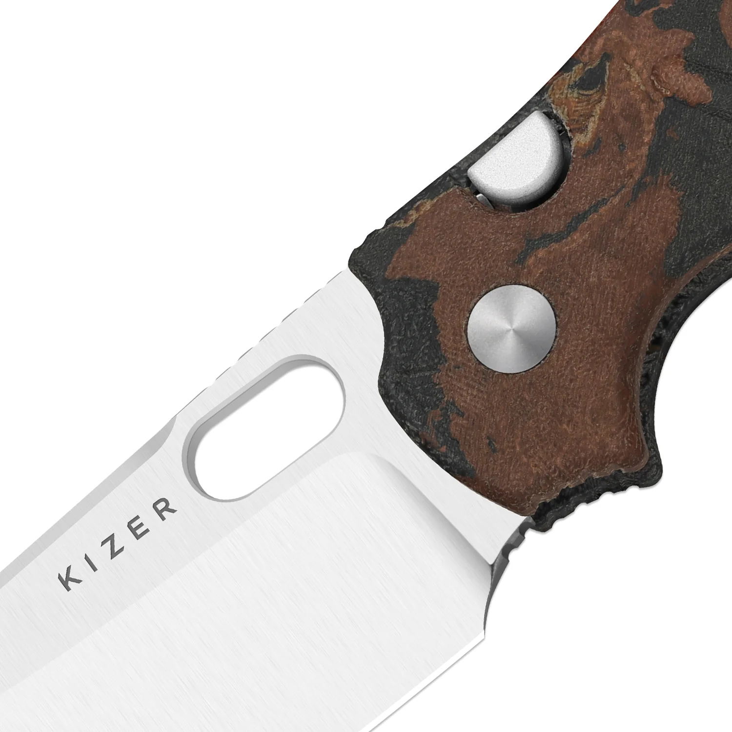 Sheepdog® C01C 2.9 BS | Current Micarta (Orange Burl Canvas) | Kizer Button Liner Lock™ | Nitro-V | KizerV™ 3488.29BSA3 - Image 6