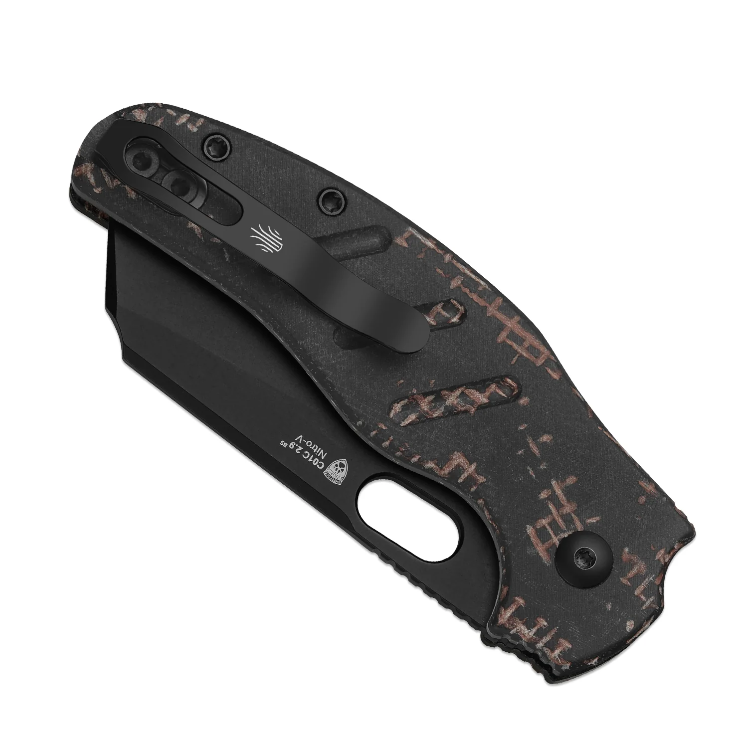 Sheepdog® C01C 2.9 BS | Current Micarta (Burgundy Burlap) | Kizer Button Liner Lock™ | Nitro-V | KizerV™ 3488.29BSA4 - Image 5
