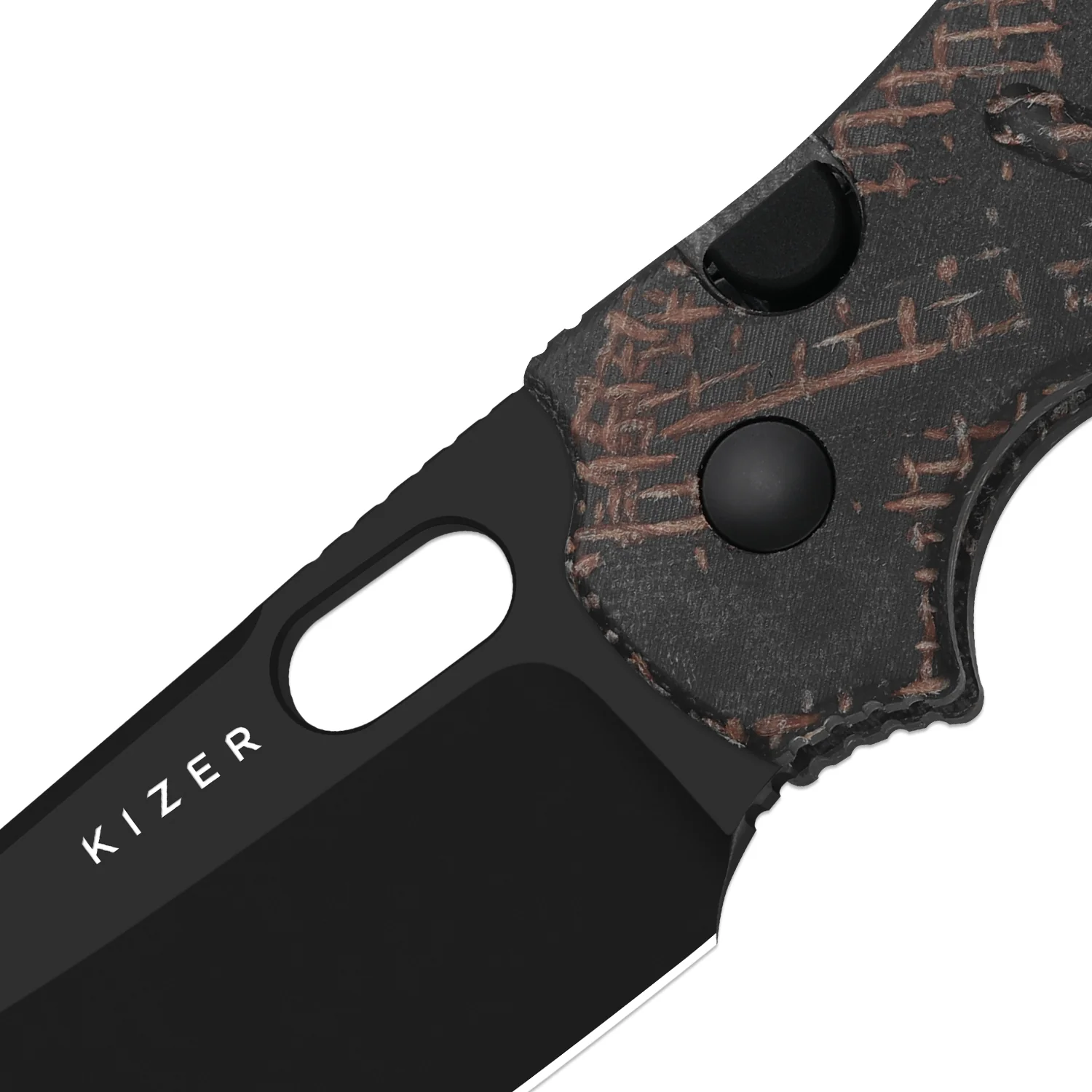 Sheepdog® C01C 2.9 BS | Current Micarta (Burgundy Burlap) | Kizer Button Liner Lock™ | Nitro-V | KizerV™ 3488.29BSA4 - Image 6