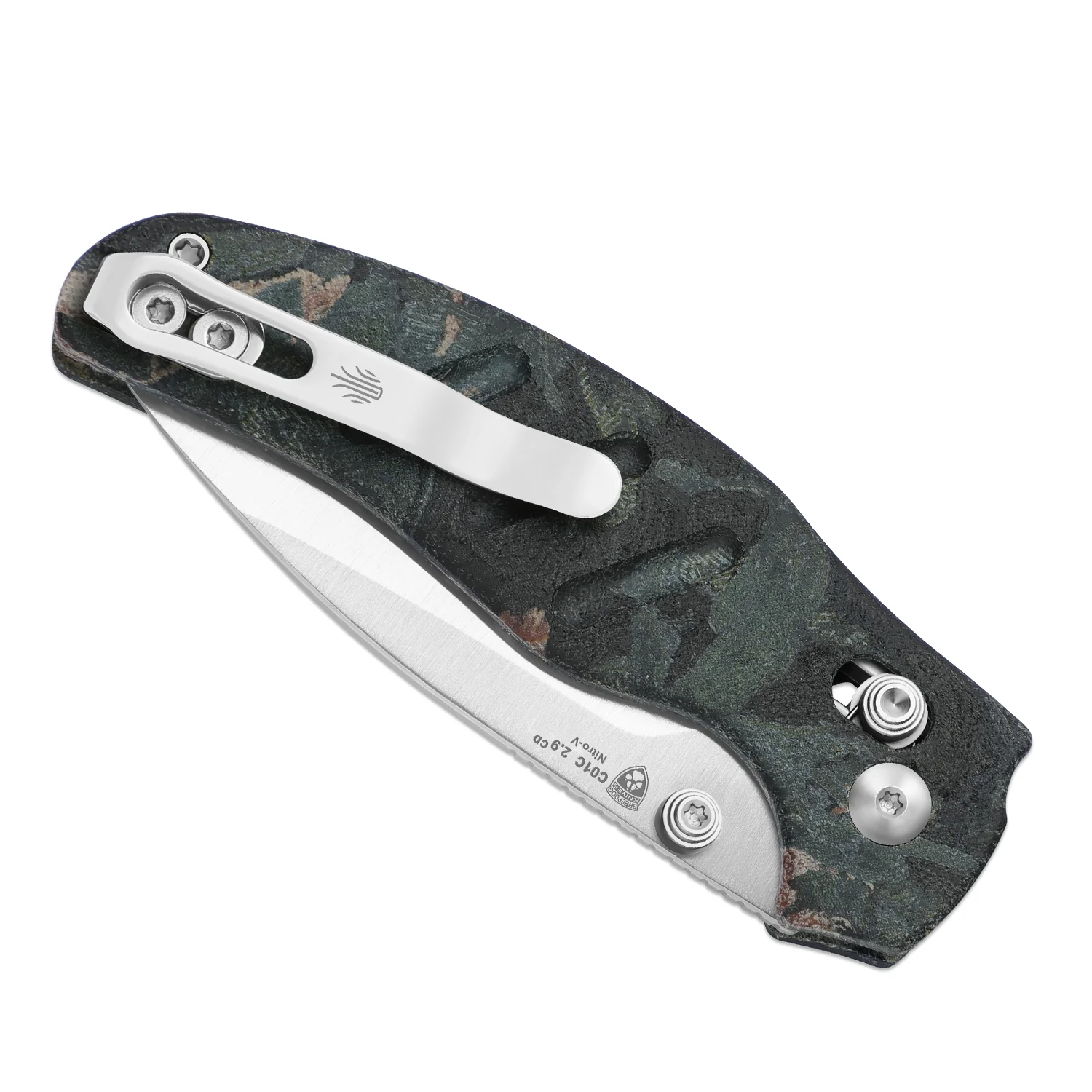 Sheepdog® C01C 2.9 CD | Current Micarta (Blue Burl Canvas) | Kizer Clutch Lock™ | Nitro-V | KizerV™ 3488.29CDA3 - Image 5