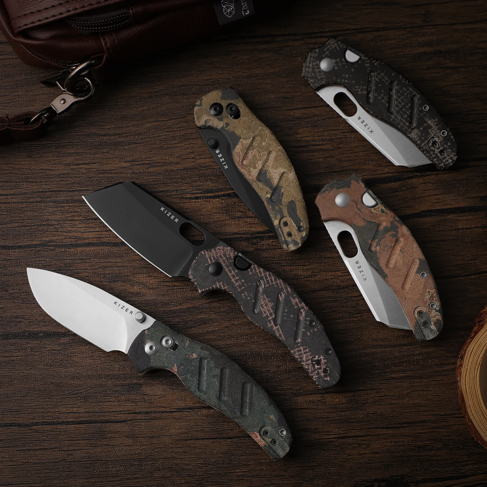 Sheepdog® C01C 2.9 CD | Current Micarta (Blue Burl Canvas) | Kizer Clutch Lock™ | Nitro-V | KizerV™ 3488.29CDA3 - Image 8