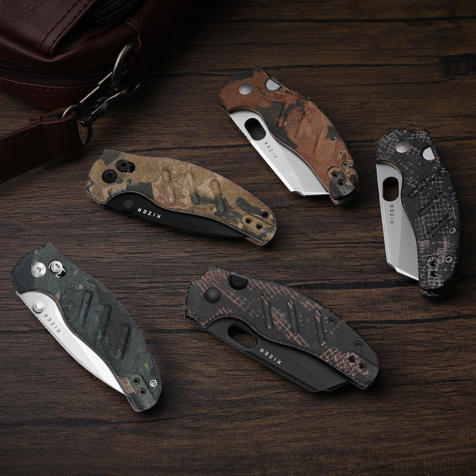 Sheepdog® C01C 2.9 CD | Current Micarta (Blue Burl Canvas) | Kizer Clutch Lock™ | Nitro-V | KizerV™ 3488.29CDA3 - Image 9