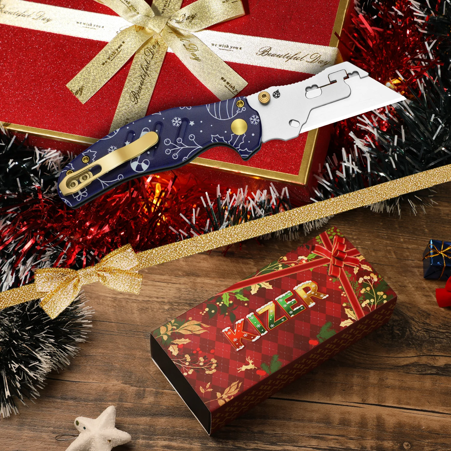 Merry Christmas | Sheepdog® C01C 2.9 | Kizer Button Liner Lock™ | Utility Knives | KizerV™ 3488.29JMC2 | Limited - Image 15