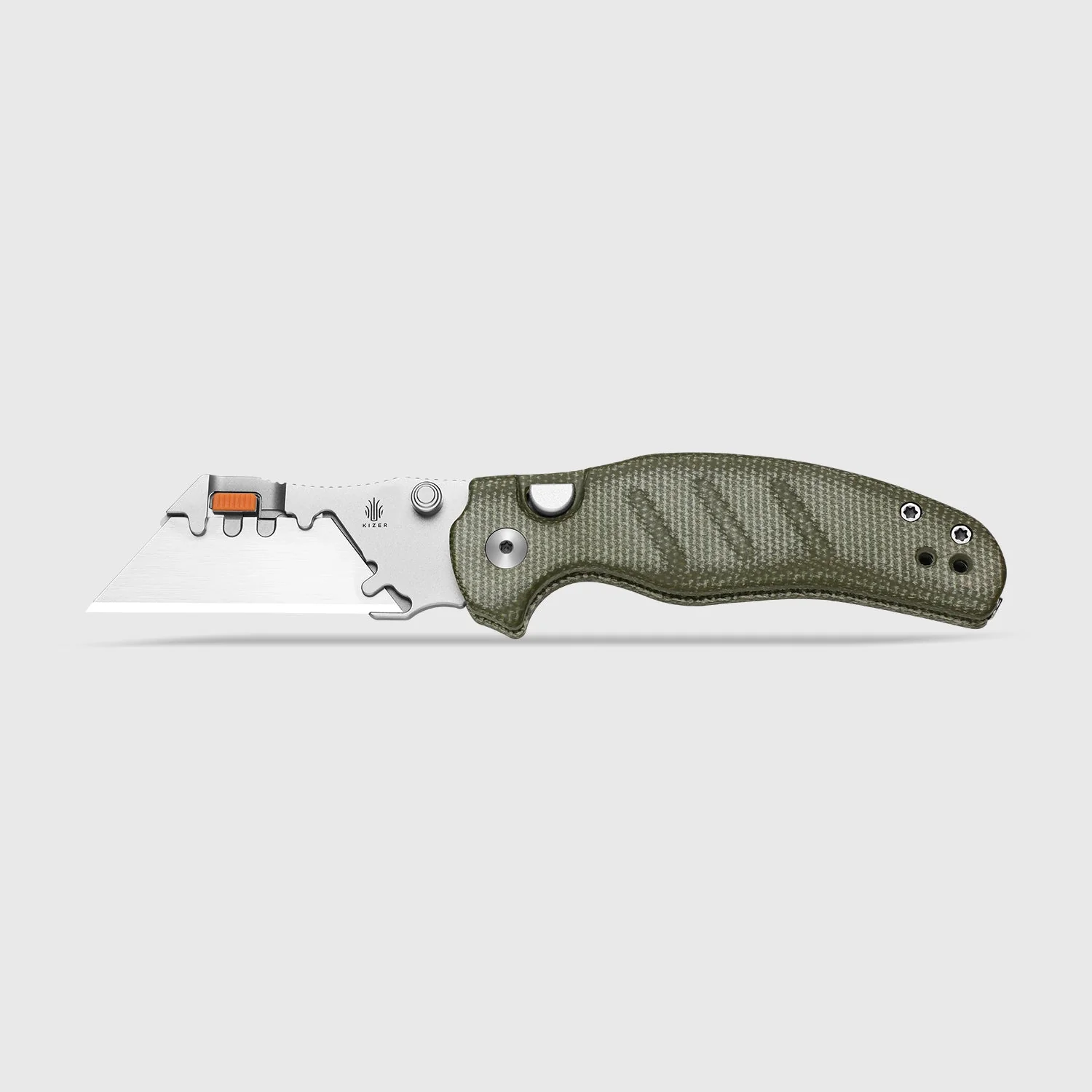 Sheepdog® Utility Knives | Kizer Button Liner Lock™ | C01C Uti 2 | 5Cr15MoV | Micarta | KizerV™ 3488.29JNA1