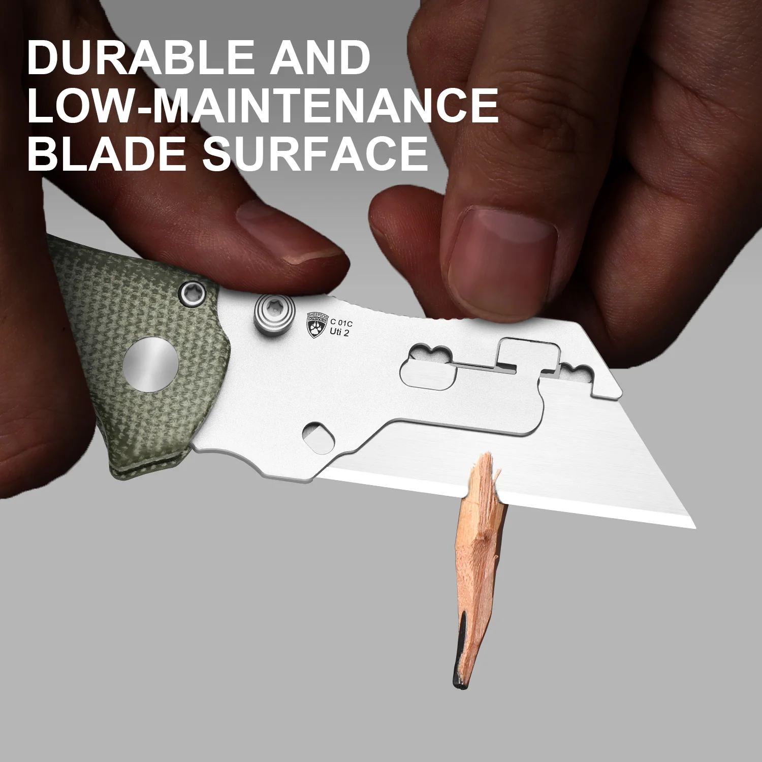 Sheepdog® Utility Knives | Kizer Button Liner Lock™ | C01C Uti 2 | 5Cr15MoV | Micarta | KizerV™ 3488.29JNA1 - Image 11