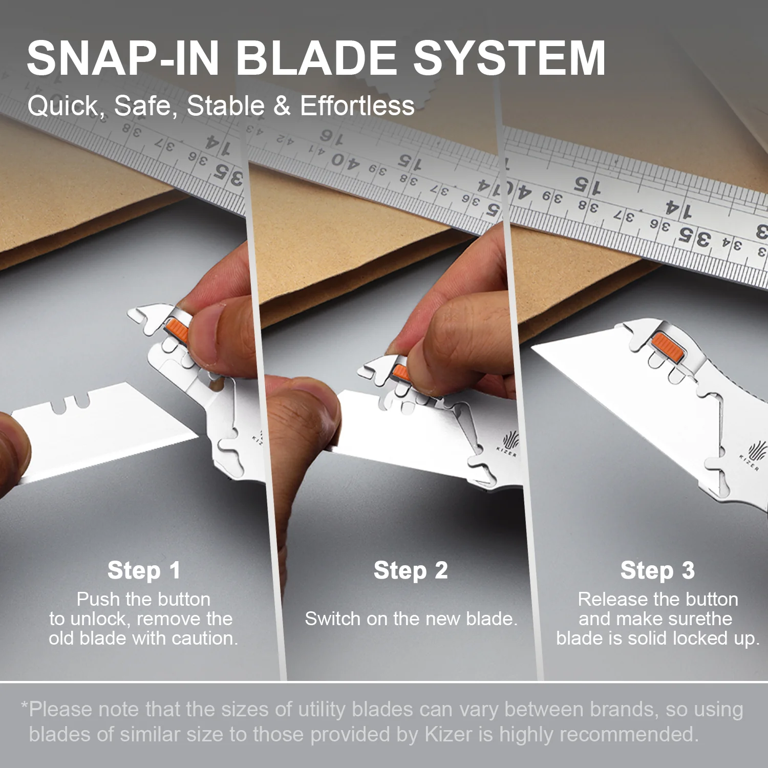 Sheepdog® Utility Knives | Kizer Button Liner Lock™ | C01C Uti 2 | 5Cr15MoV | Micarta | KizerV™ 3488.29JNA1 - Image 13