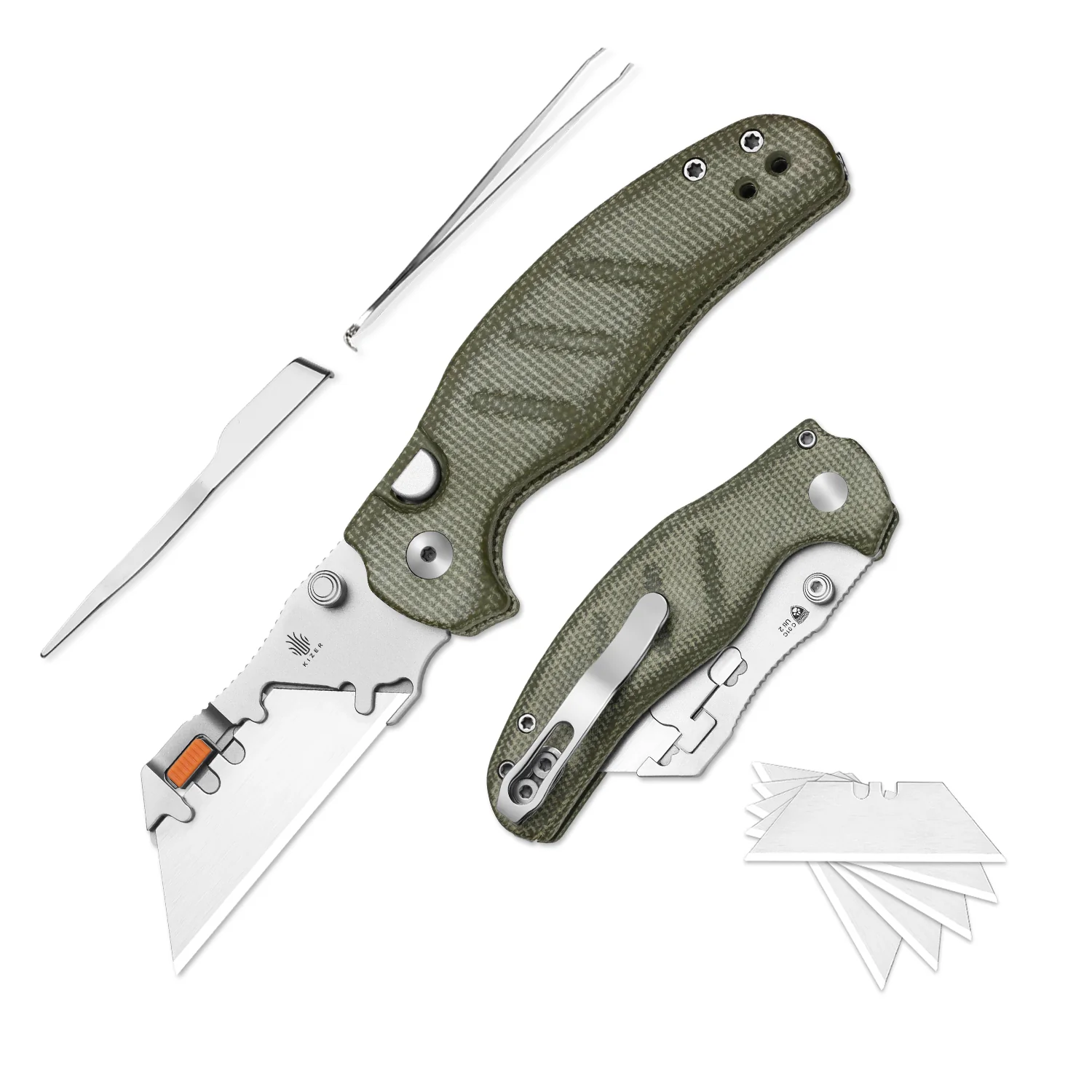 Sheepdog® Utility Knives | Kizer Button Liner Lock™ | C01C Uti 2 | 5Cr15MoV | Micarta | KizerV™ 3488.29JNA1 - Image 2