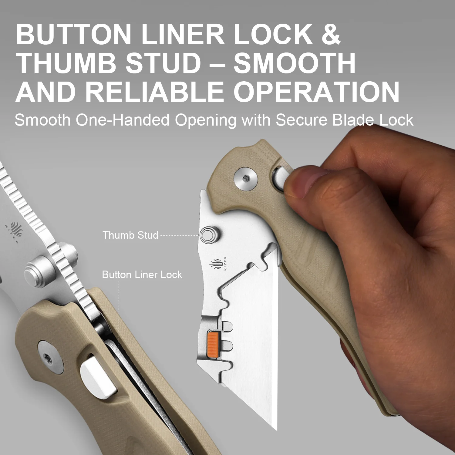 Sheepdog® Utility Knives | Kizer Button Liner Lock™ | C01C Uti 2 | 5Cr15MoV | KizerV™ 3488.29JNA2 - Image 11
