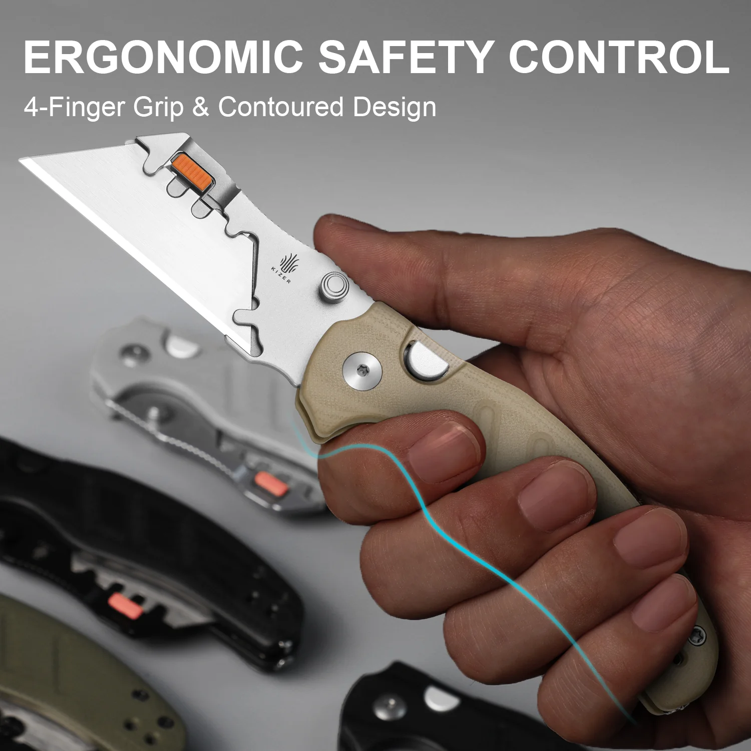Sheepdog® Utility Knives | Kizer Button Liner Lock™ | C01C Uti 2 | 5Cr15MoV | KizerV™ 3488.29JNA2 - Image 13