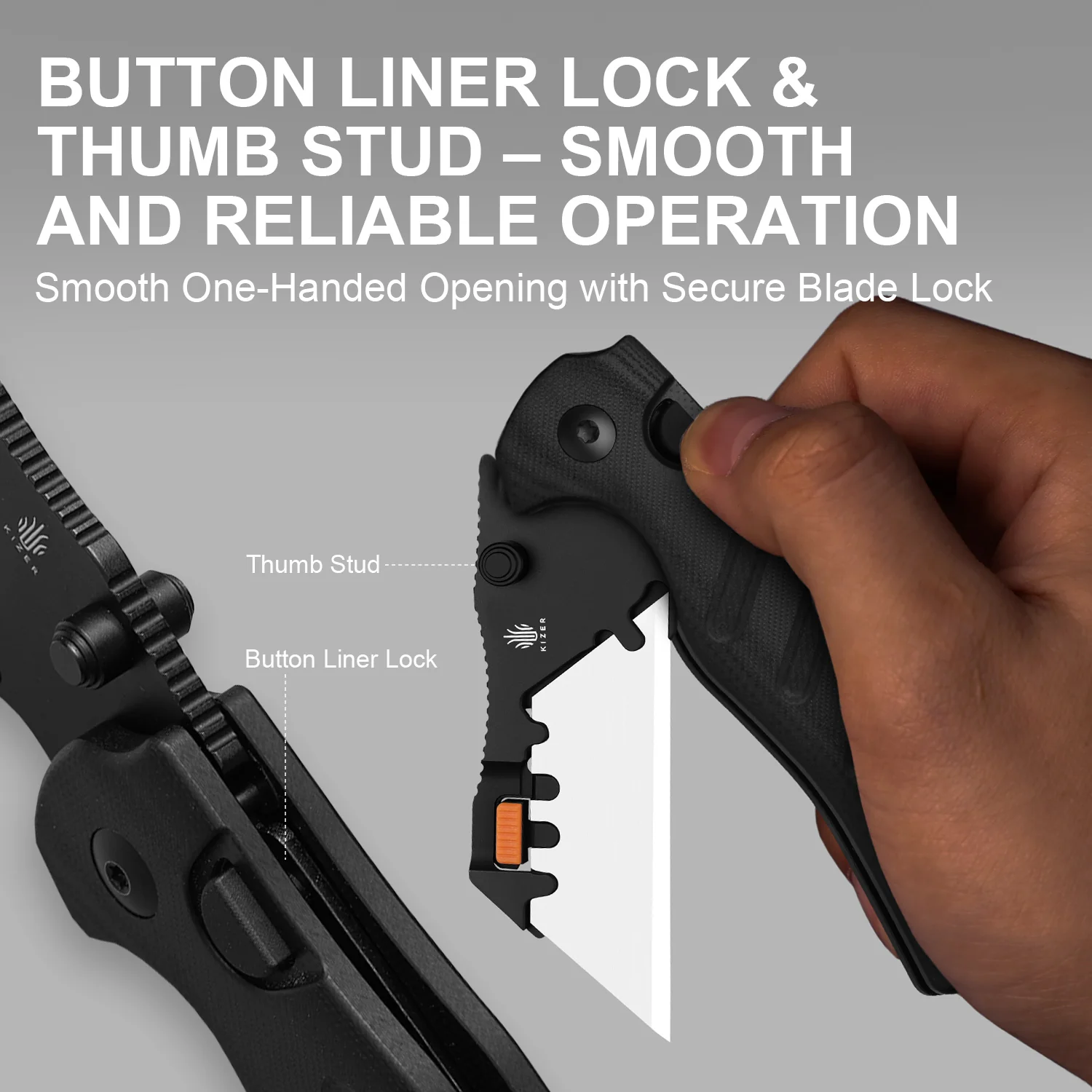 Sheepdog® Utility Knives | Kizer Button Liner Lock™ | C01C Uti 2 | 5Cr15MoV | KizerV™ 3488.29JNA3 - Image 11