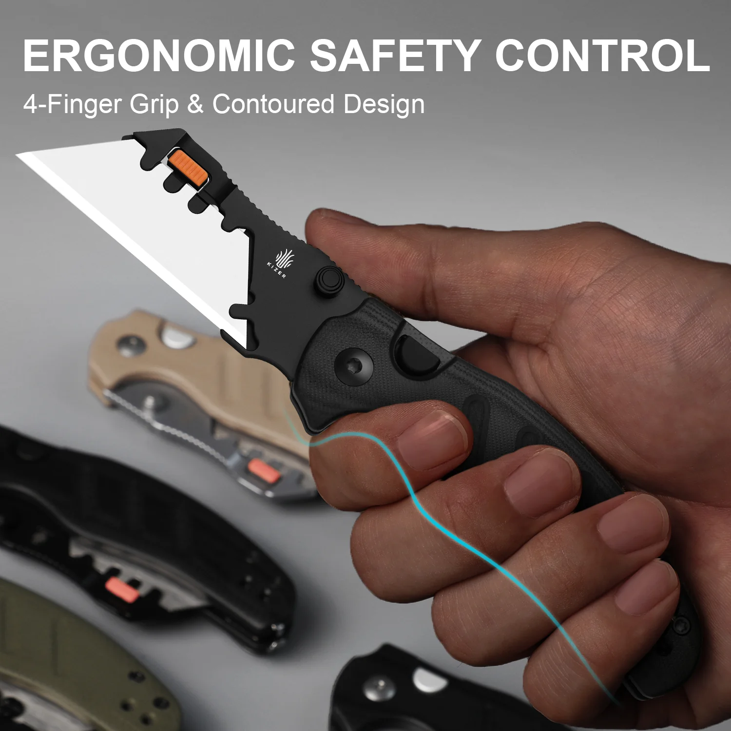 Sheepdog® Utility Knives | Kizer Button Liner Lock™ | C01C Uti 2 | 5Cr15MoV | KizerV™ 3488.29JNA3 - Image 13