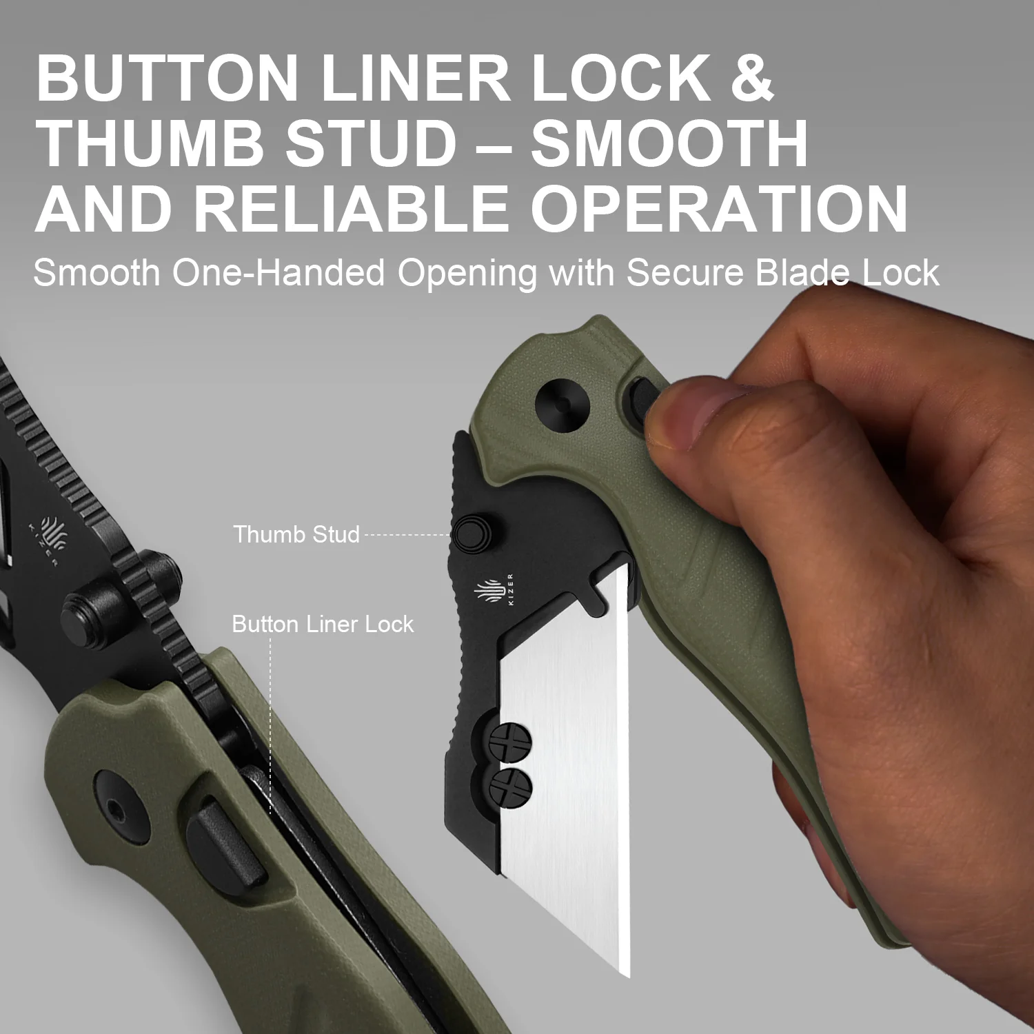 Sheepdog® Utility Knives | Kizer Button Liner Lock™ | C01C Uti 1 | 5Cr15MoV | KizerV™ 3488.29JSA2 - Image 11