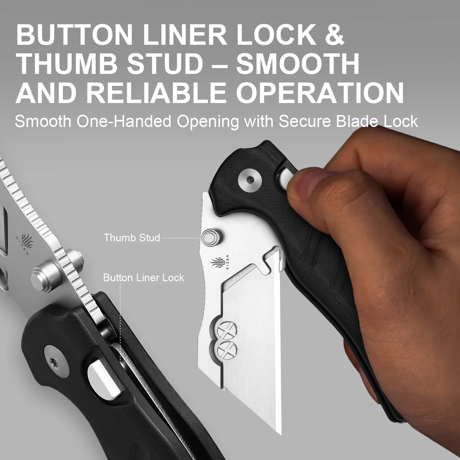 Sheepdog® Utility Knives | Kizer Button Liner Lock™ | C01C Uti 1 | 5Cr15MoV | KizerV™ 3488.29JSA3 - Image 11