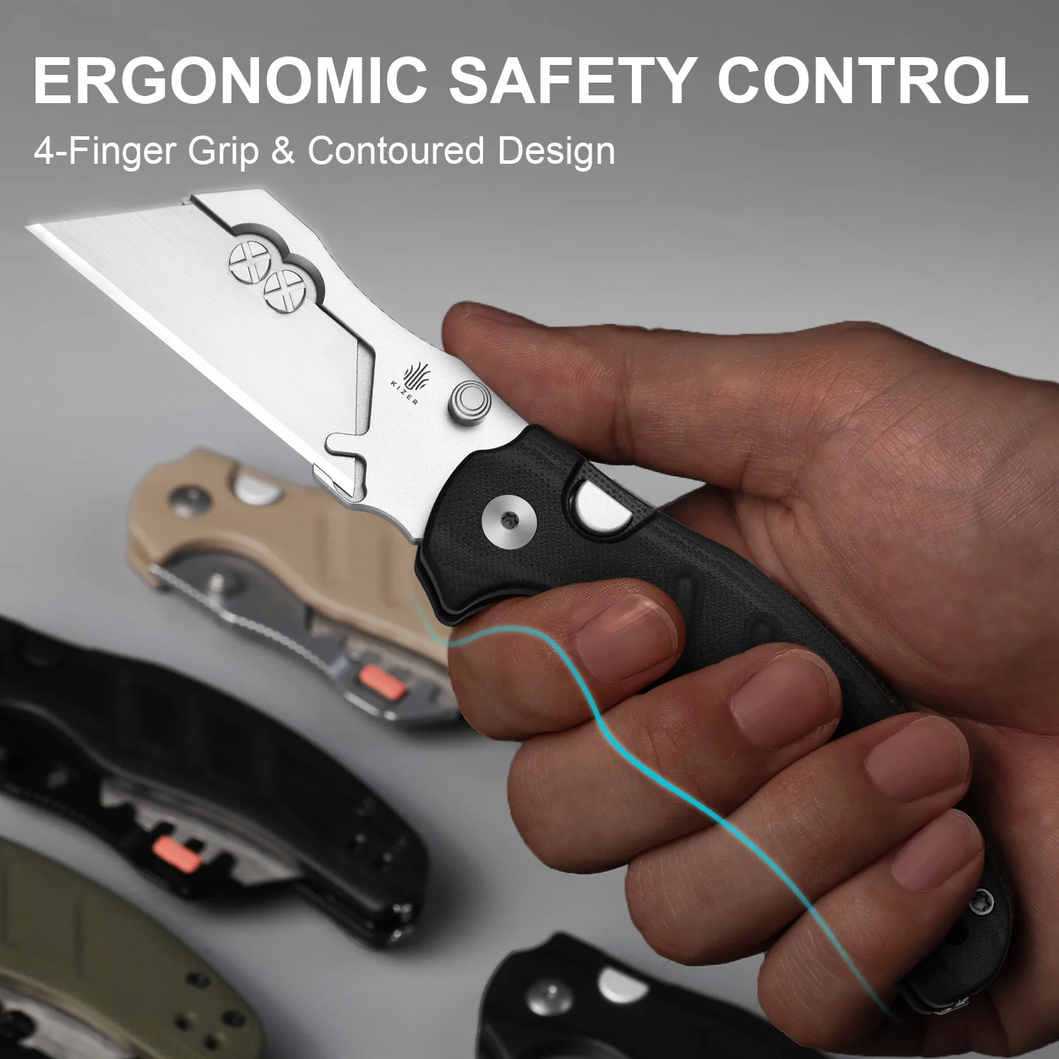 Sheepdog® Utility Knives | Kizer Button Liner Lock™ | C01C Uti 1 | 5Cr15MoV | KizerV™ 3488.29JSA3 - Image 12