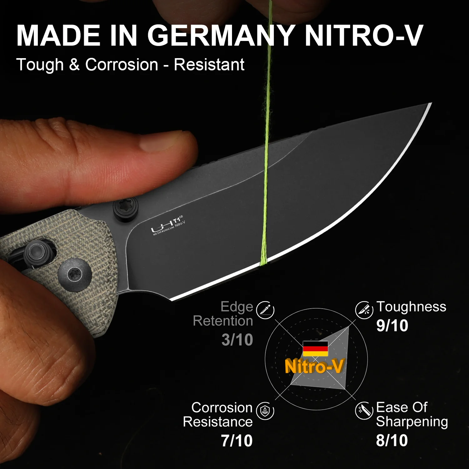 T1 CD | Kizer Clutch Lock™ | Norplex UltreX™ Micarta | KizerV™ 3490.2CA1 - Image 9