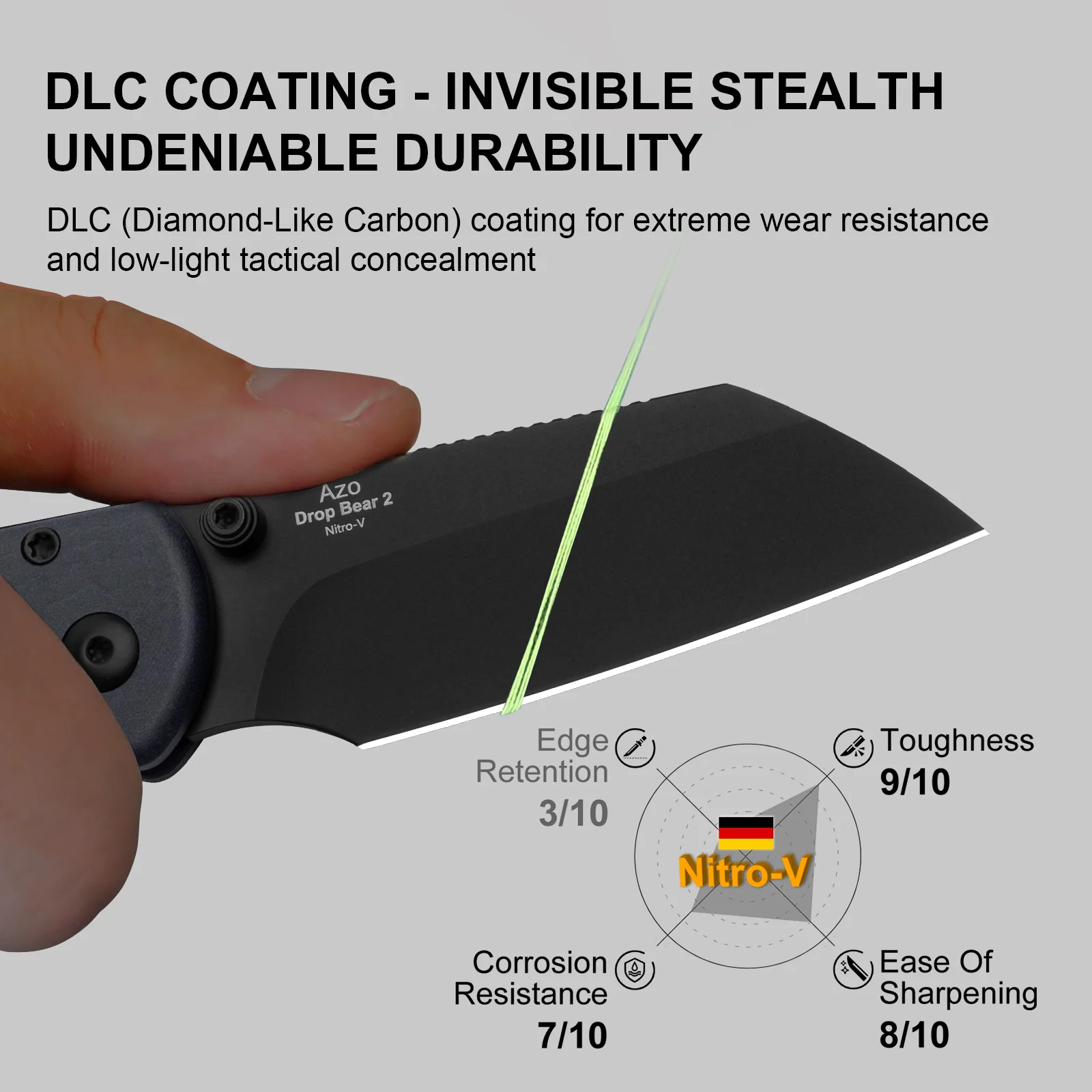 Drop Bear® 2 | Kizer Button Liner Lock™ | Nitro-V | Richlite | Matte DLC Coating | KizerV™ 3619.2CS1 - Image 9