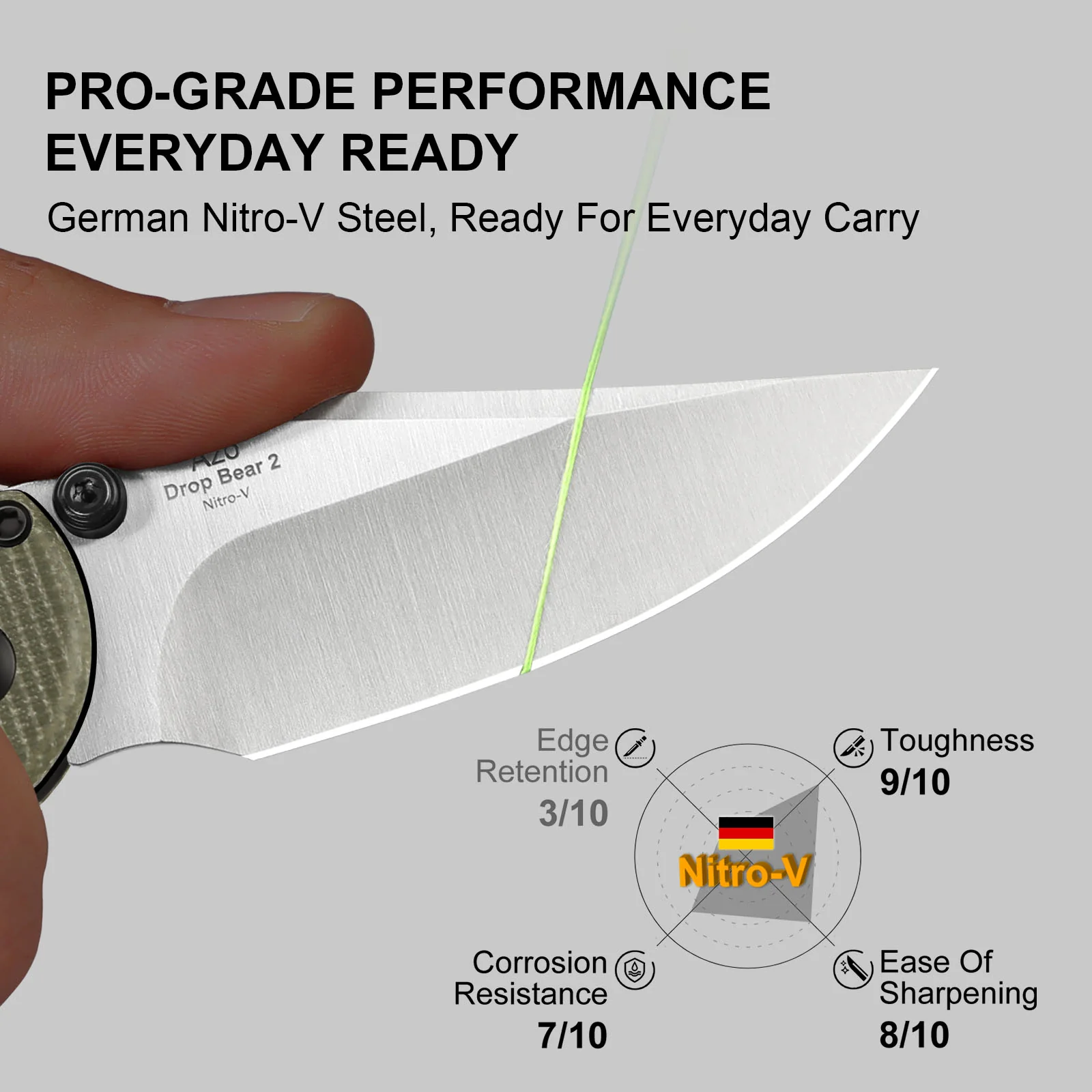 Drop Bear® 2 | Kizer Clutch Lock™ | Nitro-V | Micarta | KizerV™ 3619.2KC1 - Image 14