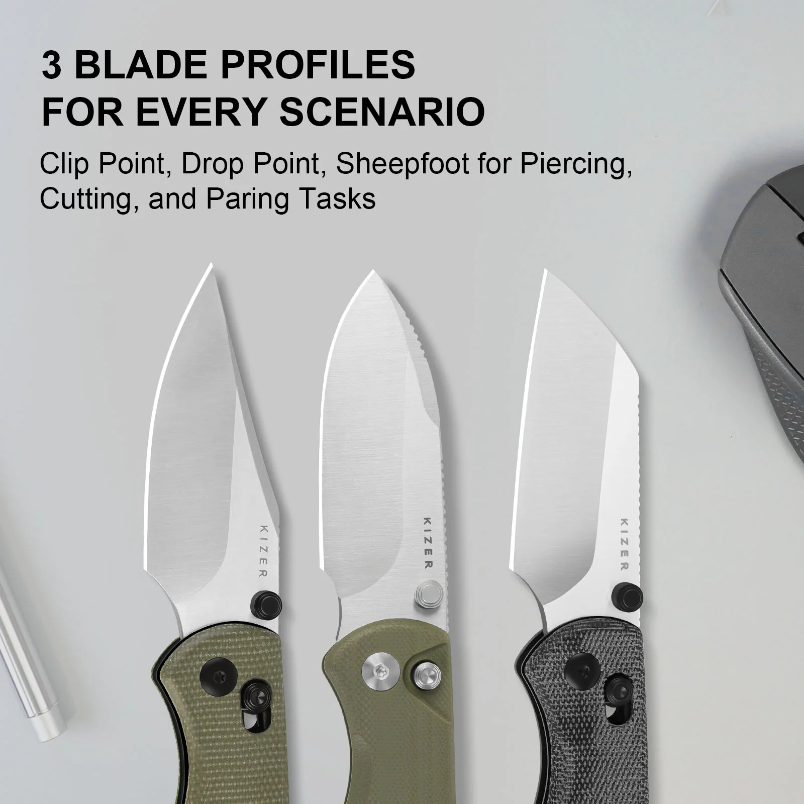 Drop Bear® 2 | Kizer Clutch Lock™ | Nitro-V | Micarta | KizerV™ 3619.2KC1 - Image 9