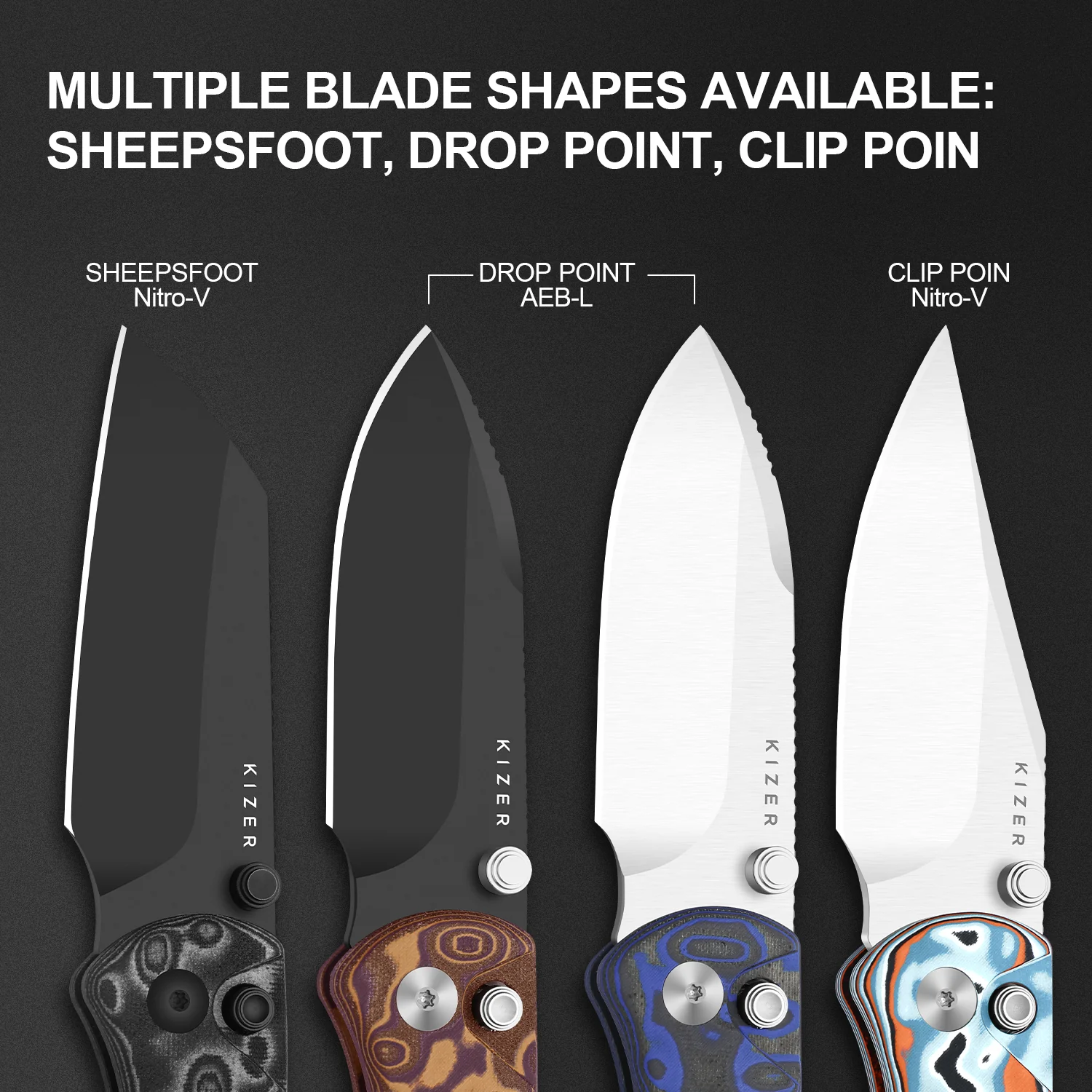 Drop Bear® 2 | Kizer Button Liner Lock™ | Nitro-V | Micarta With Vortex Pattern | KizerV™ 3619.2PR1 - Image 3