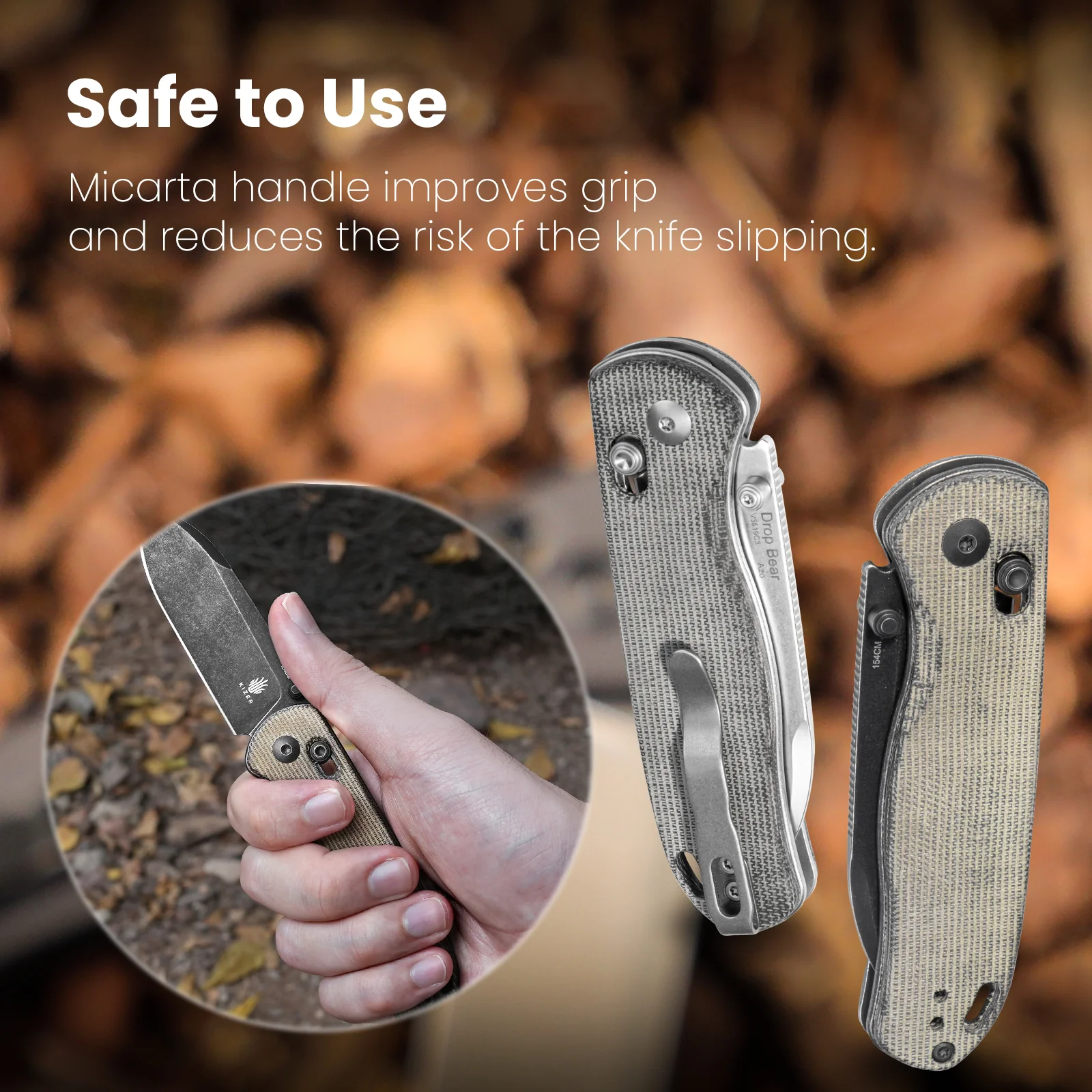 Drop Bear® | 154CM | Micarta | KizerV™ 3619C4 - Image 11