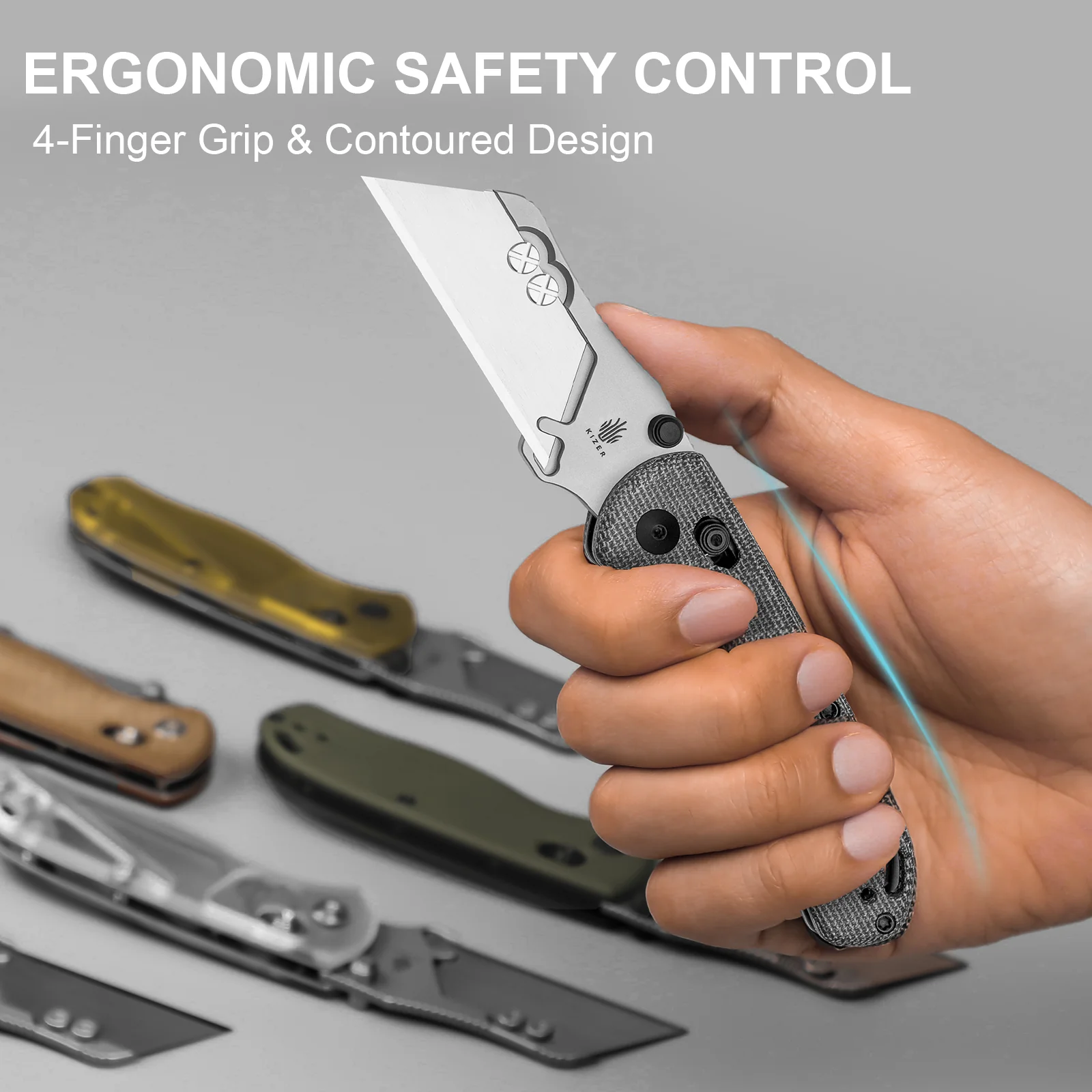 Drop Bear® Utility | Kizer Clutch Lock™ | Uti BEAR 1 | SK5 & 50Cr15MoV | Micarta | KizerV™ 3619JA3 - Image 11