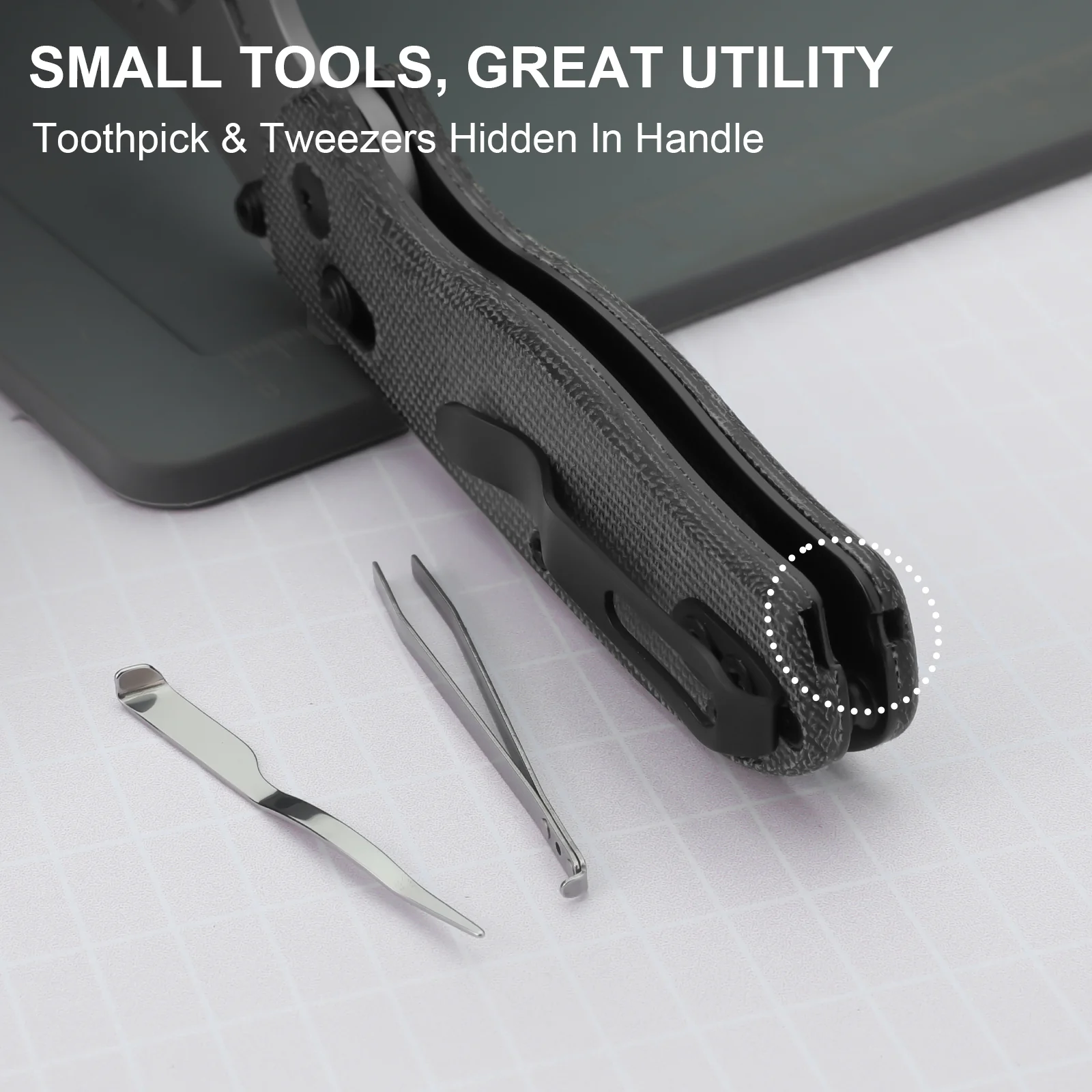 Drop Bear® Utility | Kizer Clutch Lock™ | Uti BEAR 1 | SK5 & 50Cr15MoV | Micarta | KizerV™ 3619JA3 - Image 12