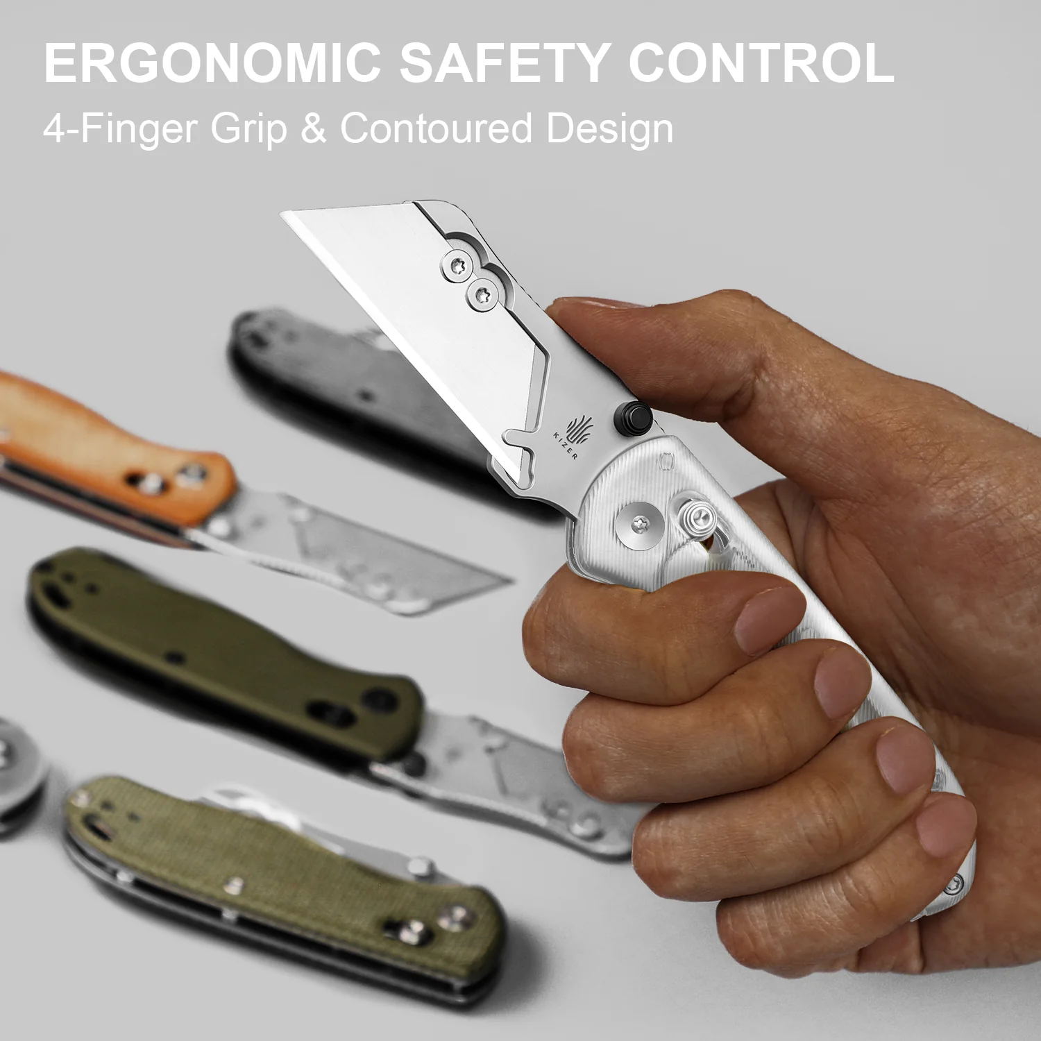 Drop Bear® Utility | Kizer Clutch Lock™ | Uti BEAR 1 | SK5 & 50Cr15MoV | Acrylic | KizerV™ 3619JA5 - Image 9