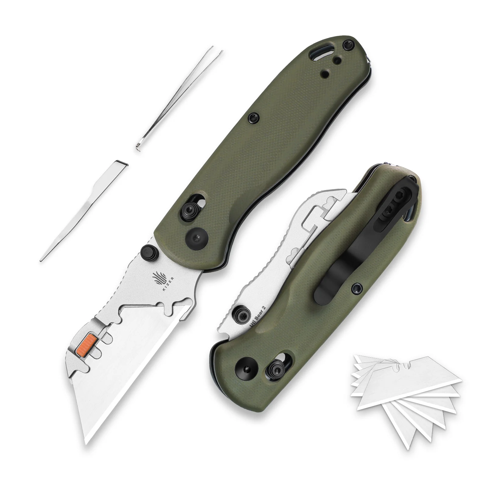 Drop Bear® Utility | Kizer Clutch Lock™ | Uti BEAR 2 | SK5 & 50Cr15MoV | G10 | KizerV™ 3619JA6 - Image 2