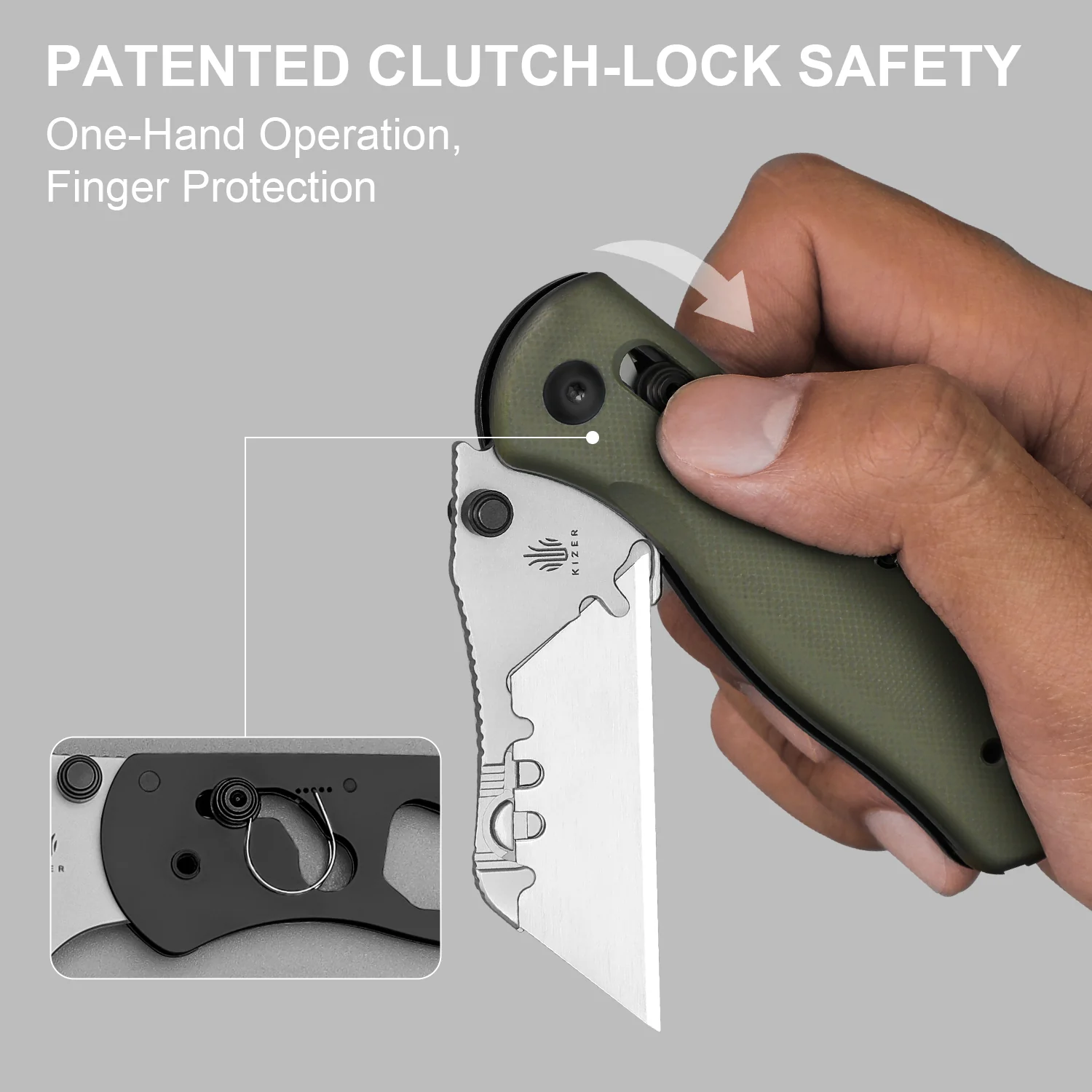 Drop Bear® Utility | Kizer Clutch Lock™ | Uti BEAR 2 | SK5 & 50Cr15MoV | G10 | KizerV™ 3619JA6 - Image 9
