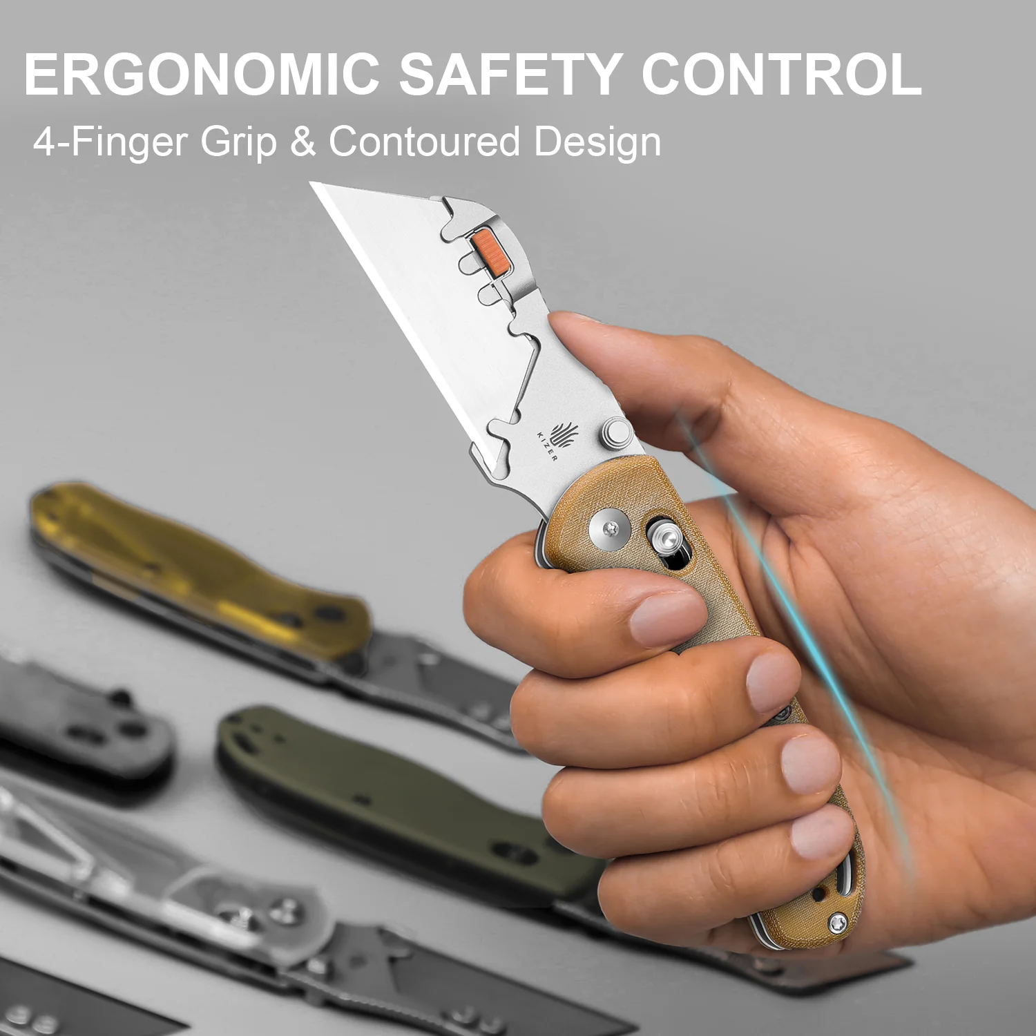 Drop Bear® Utility | Kizer Clutch Lock™ | Uti BEAR 2 | SK5 & 50Cr15MoV | Micarta | KizerV™ 3619JA7 - Image 10