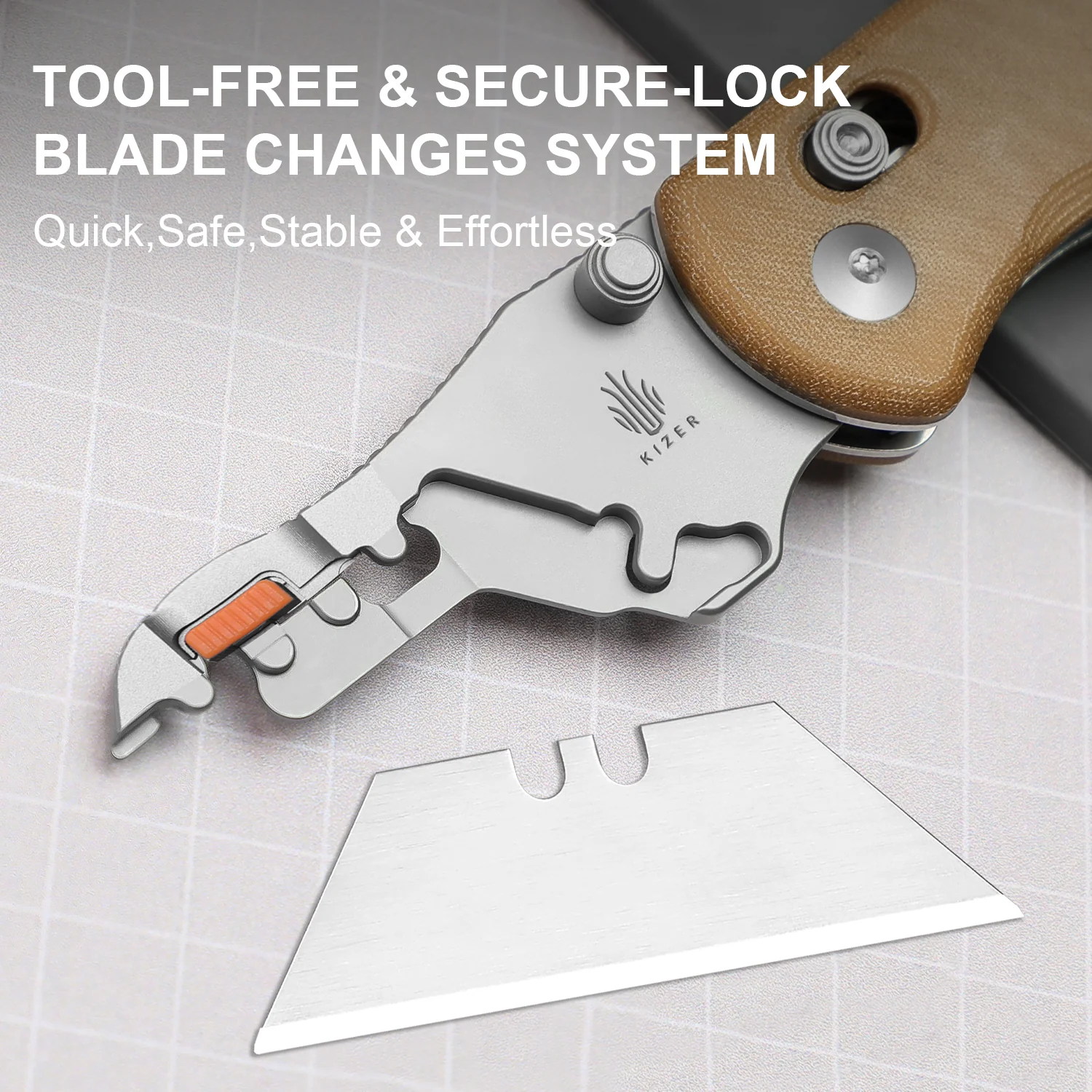 Drop Bear® Utility | Kizer Clutch Lock™ | Uti BEAR 2 | SK5 & 50Cr15MoV | Micarta | KizerV™ 3619JA7 - Image 9