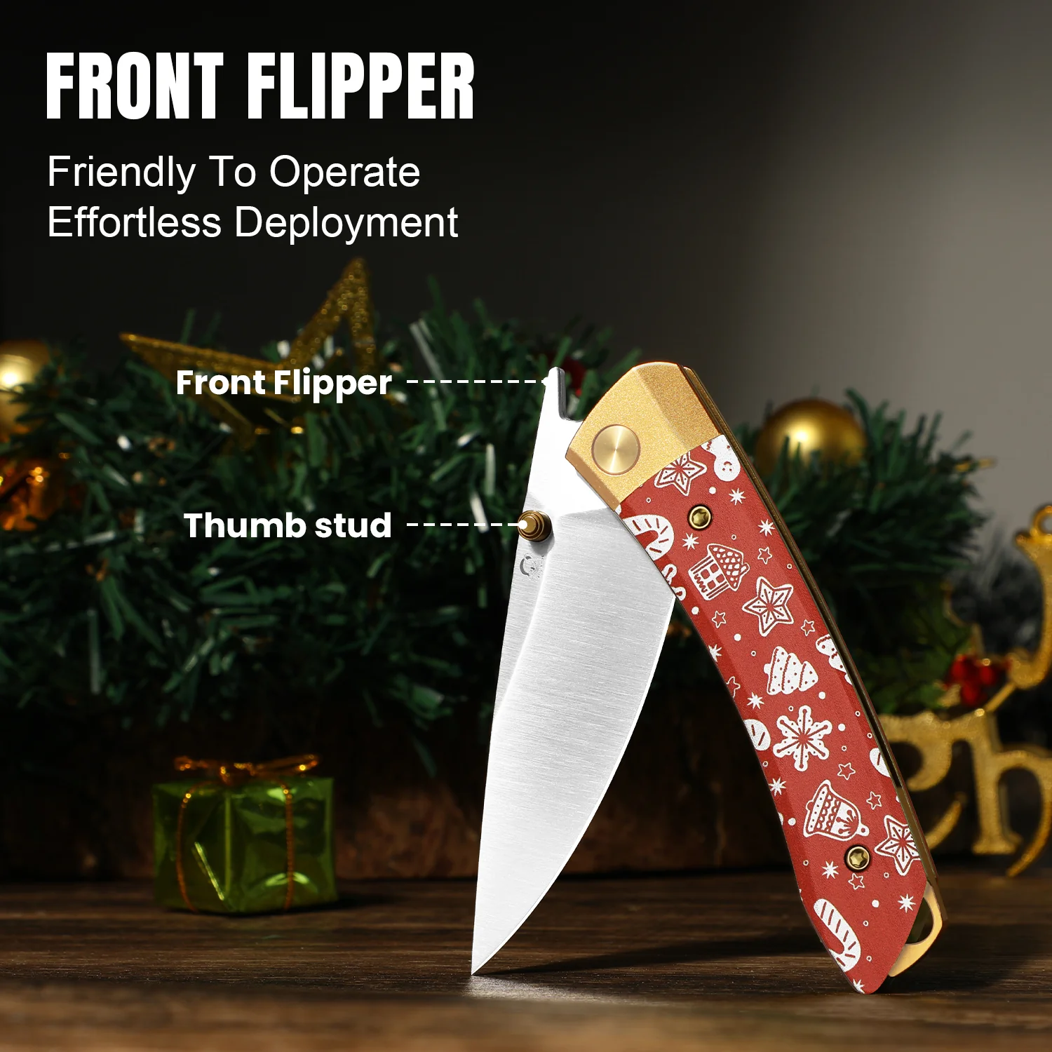 Christmas | Mini MoMo | Nitro-V | Aluminum & Micarta | KizerV™ 3663MC1 | Limited - Image 11