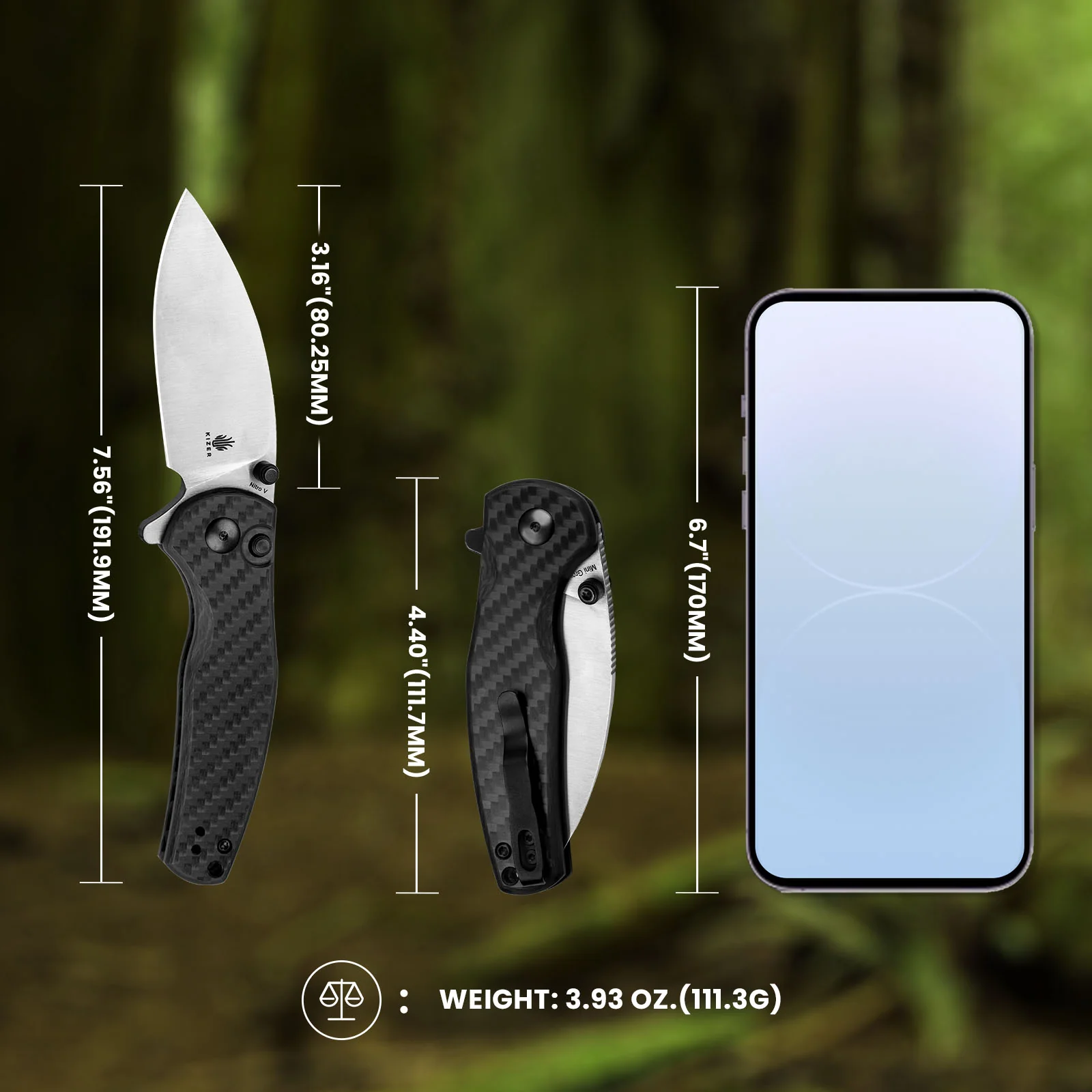 Mini Grouper | Nitro V | G10 Carbon Fiber | KizerV™ 3669A1 - Image 15