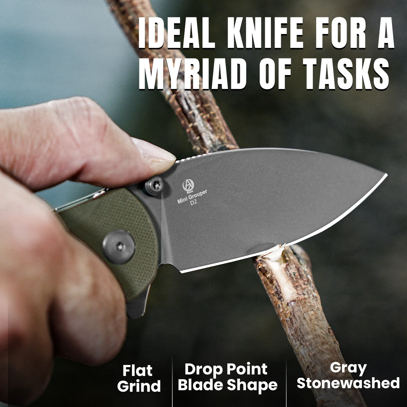 Mini Grouper | D2 | Olive Green G10 | KizerV™ 3669A3 - Image 11