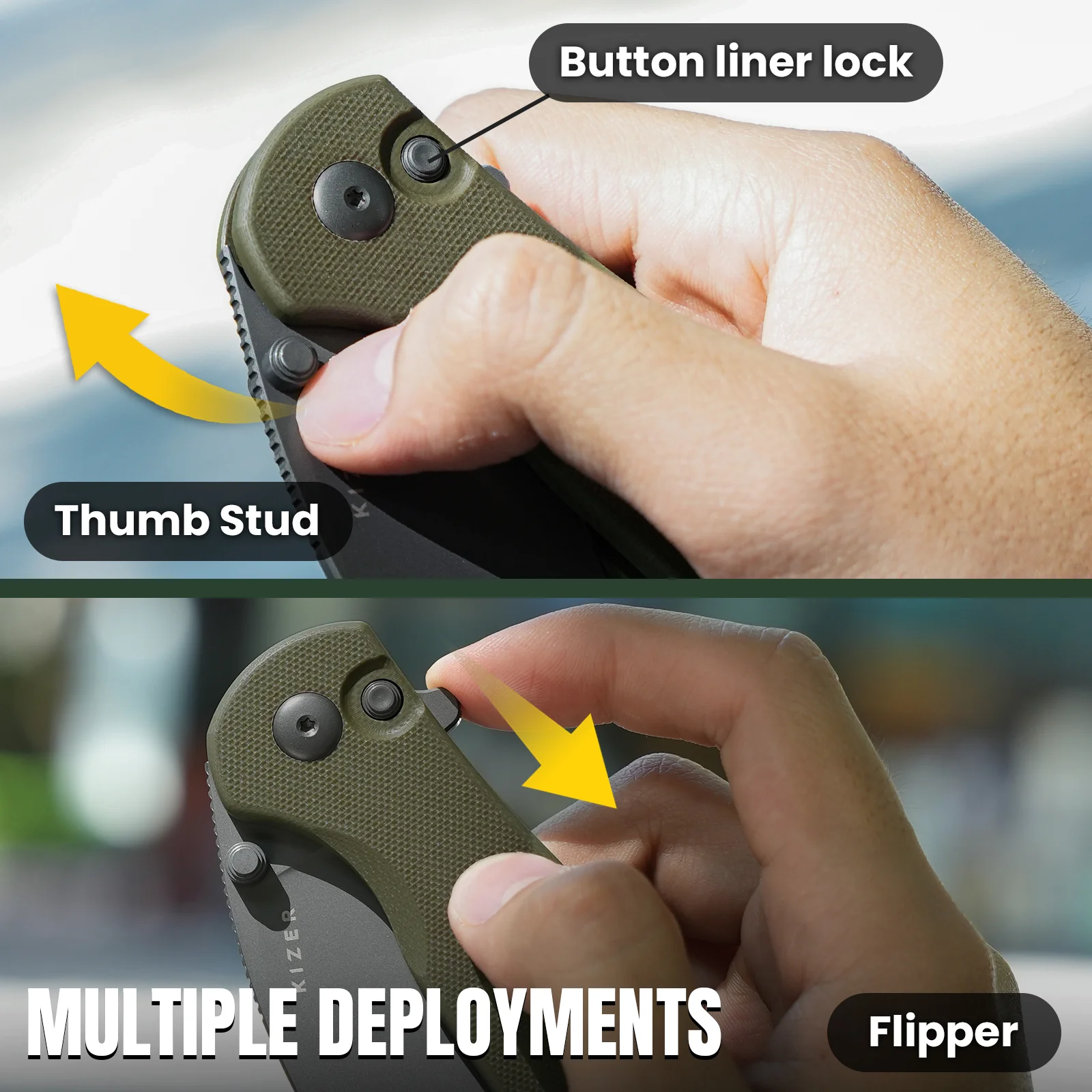 Mini Grouper | D2 | Olive Green G10 | KizerV™ 3669A3 - Image 13