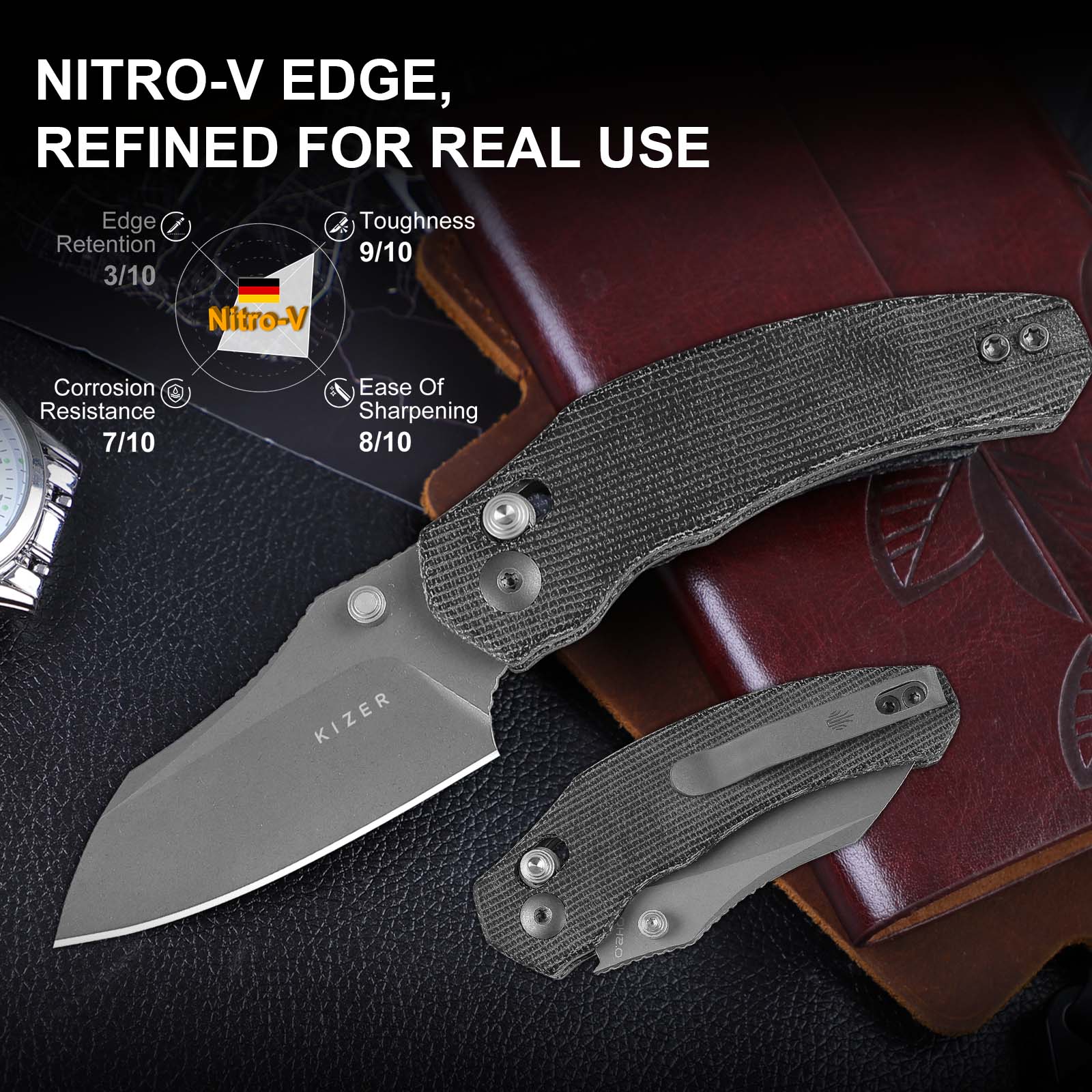 Mini Bulldog | Nitro-V | Micarta | KizerV™ 3672SA2 - Image 14
