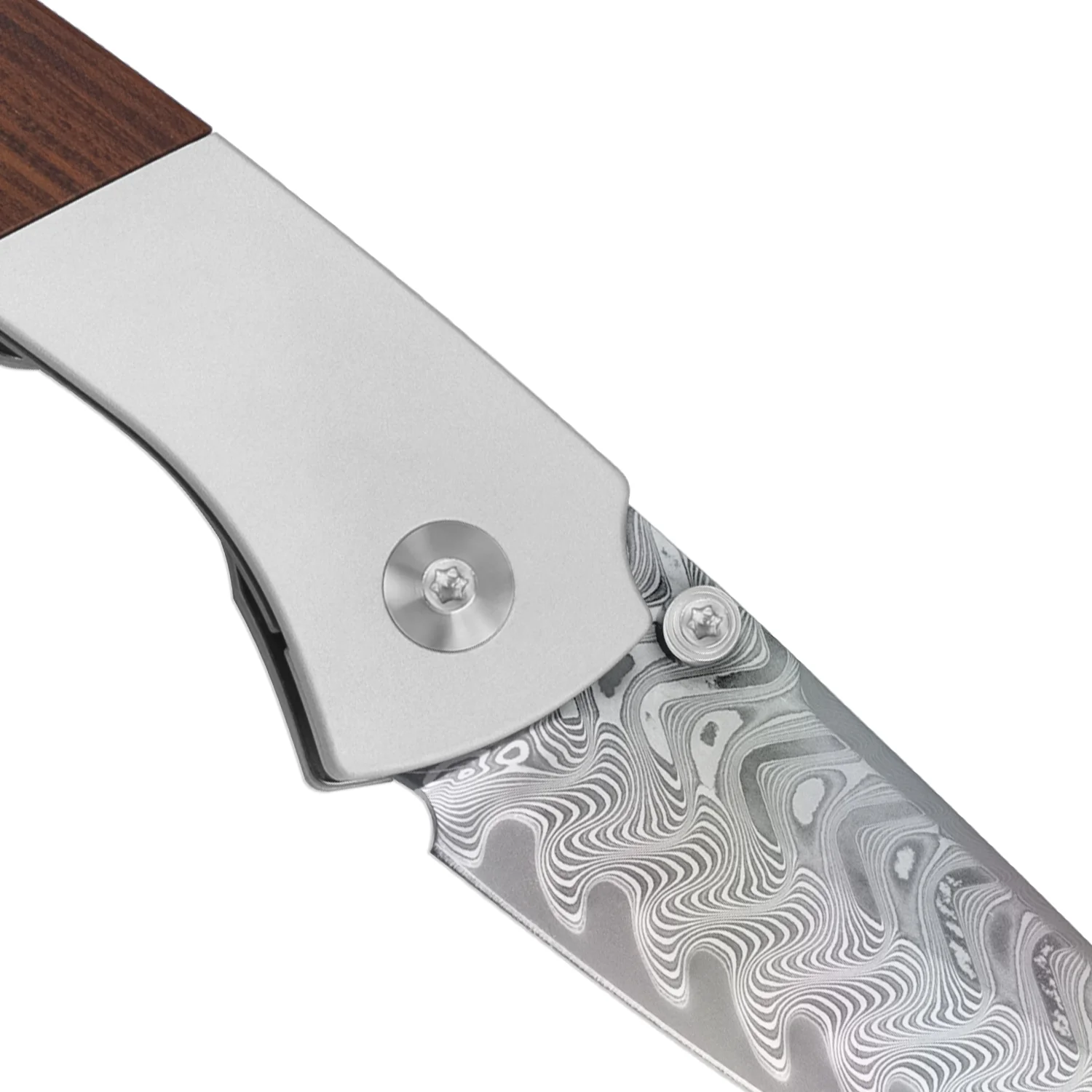 Spitfire | Vibrant Acid.Washed Finish | Damascus Steel | Aluminum & Mkuruti Wood | KizerV™ 3690A4 - Image 4