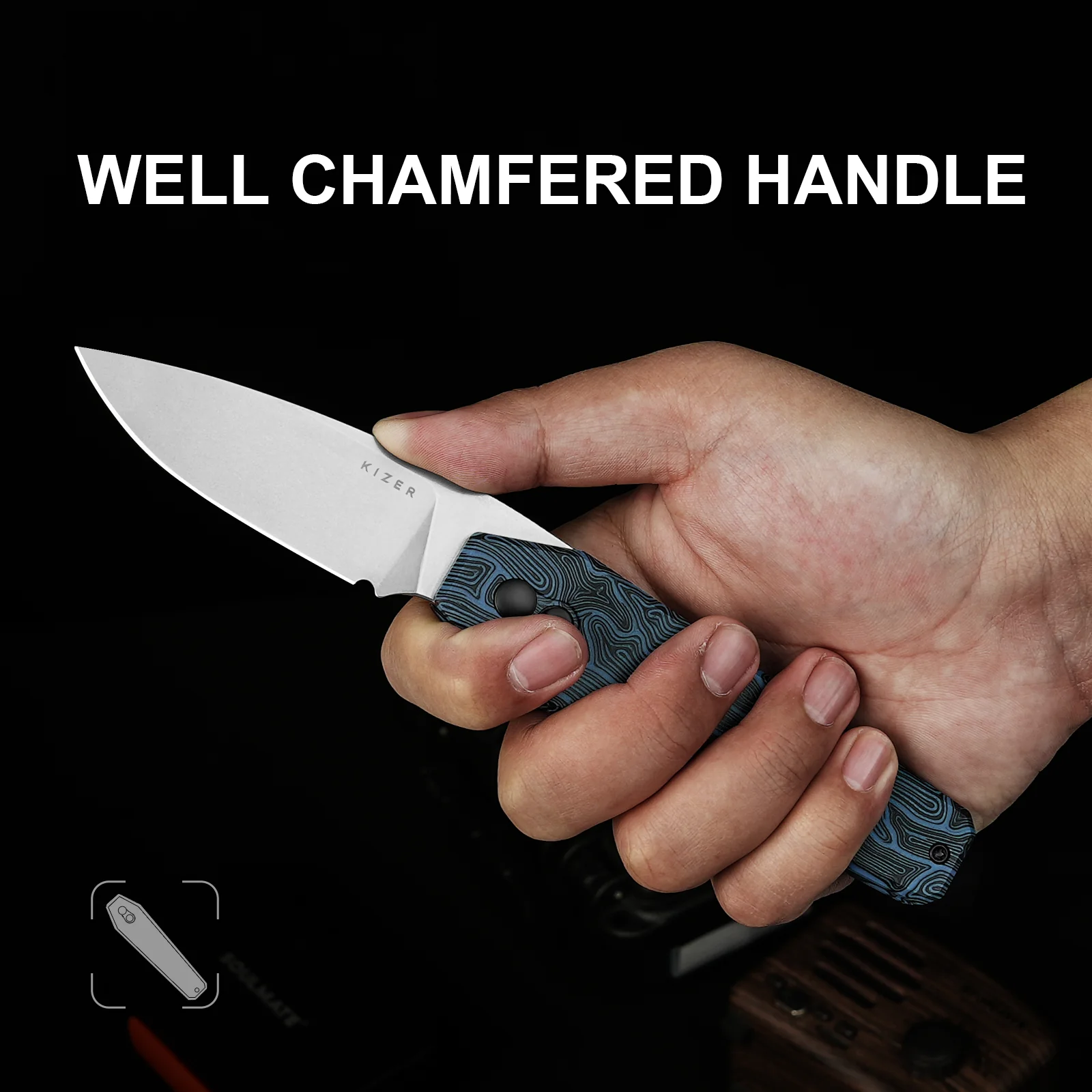 Tomb | Nitro-V | Damascus G10(BL & BK) | KizerV™ 3692A3 - Image 15