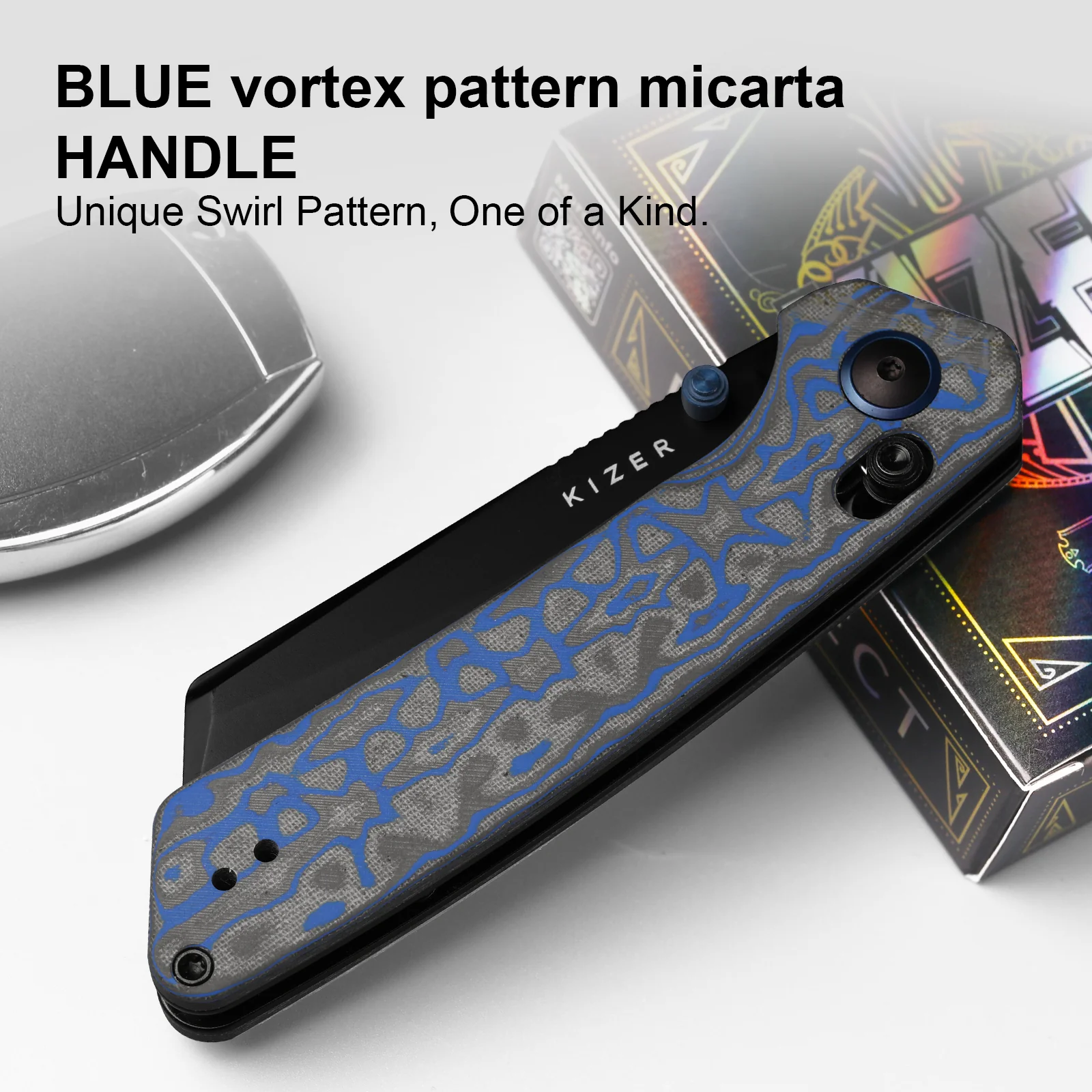 Madrac | Kizer Clutch Lock™ | Micarta With Vortex Pattern | Nitro-V | KizerV™ 3693A4 - Image 11