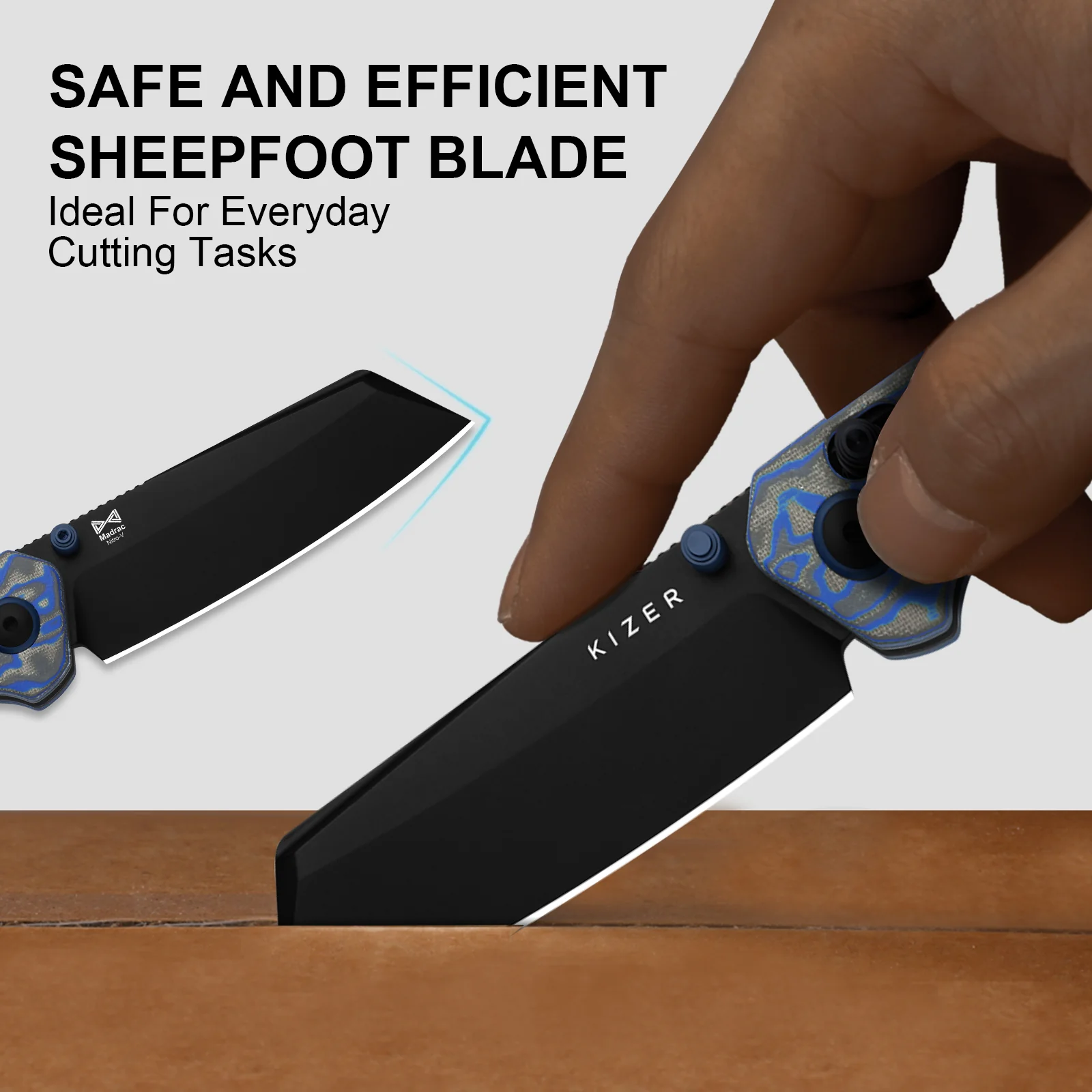 Madrac | Kizer Clutch Lock™ | Micarta With Vortex Pattern | Nitro-V | KizerV™ 3693A4 - Image 12
