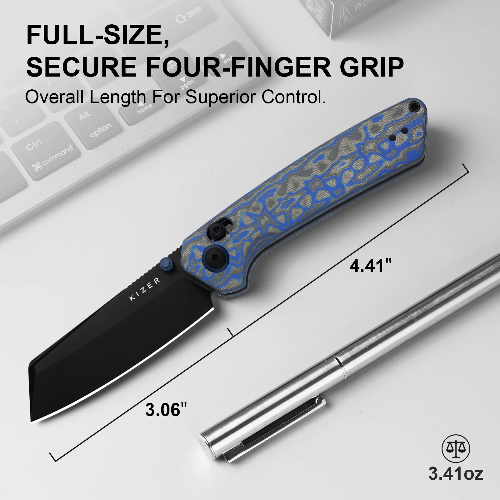 Madrac | Kizer Clutch Lock™ | Micarta With Vortex Pattern | Nitro-V | KizerV™ 3693A4 - Image 8