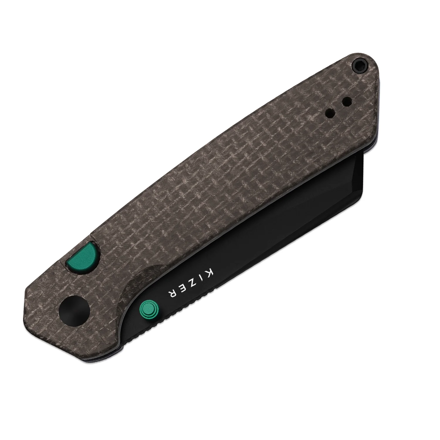 Madrac | Kizer Button Liner Lock™ | GID Canvas Micarta | 14C28N + Flat Grind + Black PVD Coating | KizerV™ 3693BSA4 - Image 4