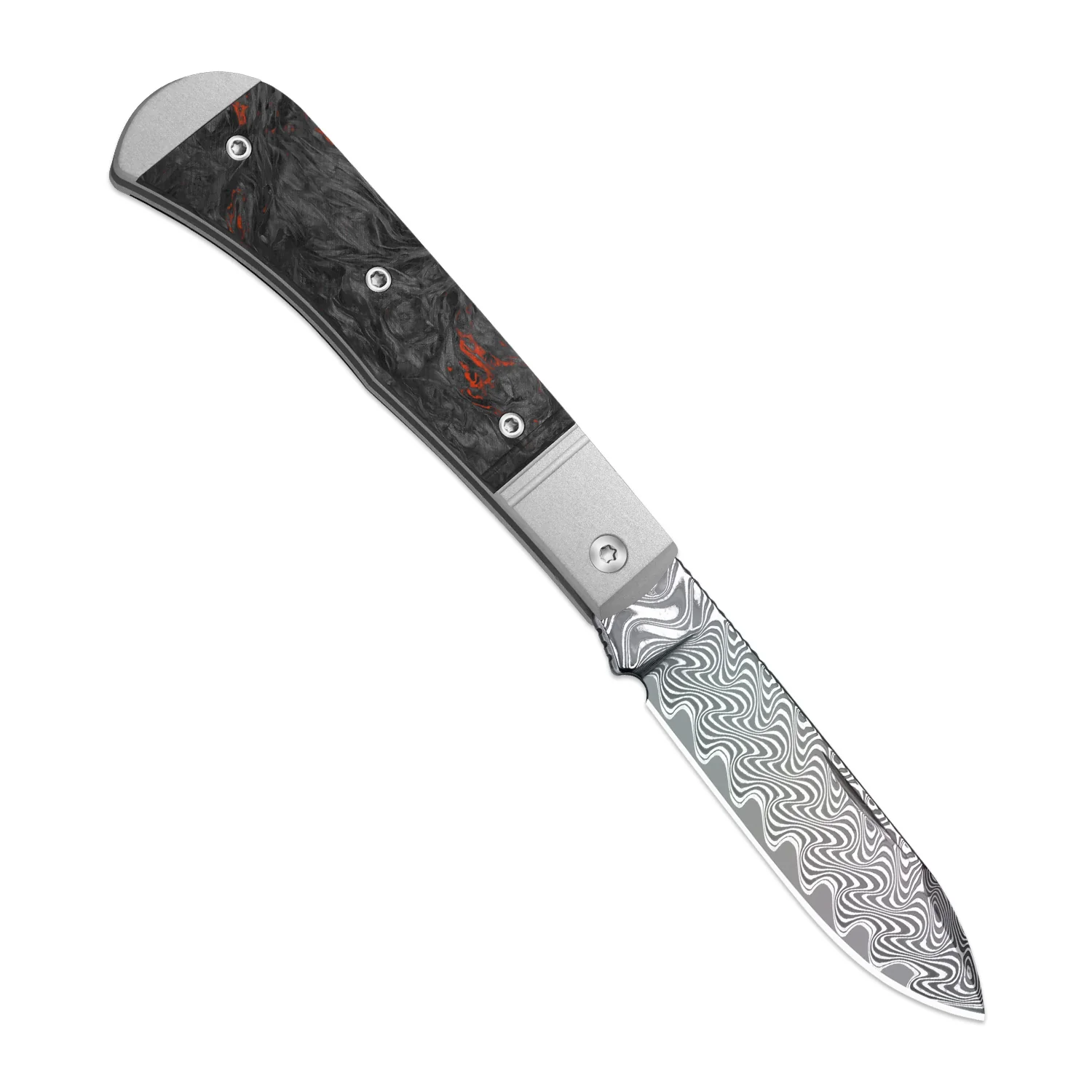 Trestle D With Pac-Bar | Rainbow Damascus | Aluminum & Fat Carbon | Slip Joint | KizerV™ 3760A5 - Image 3