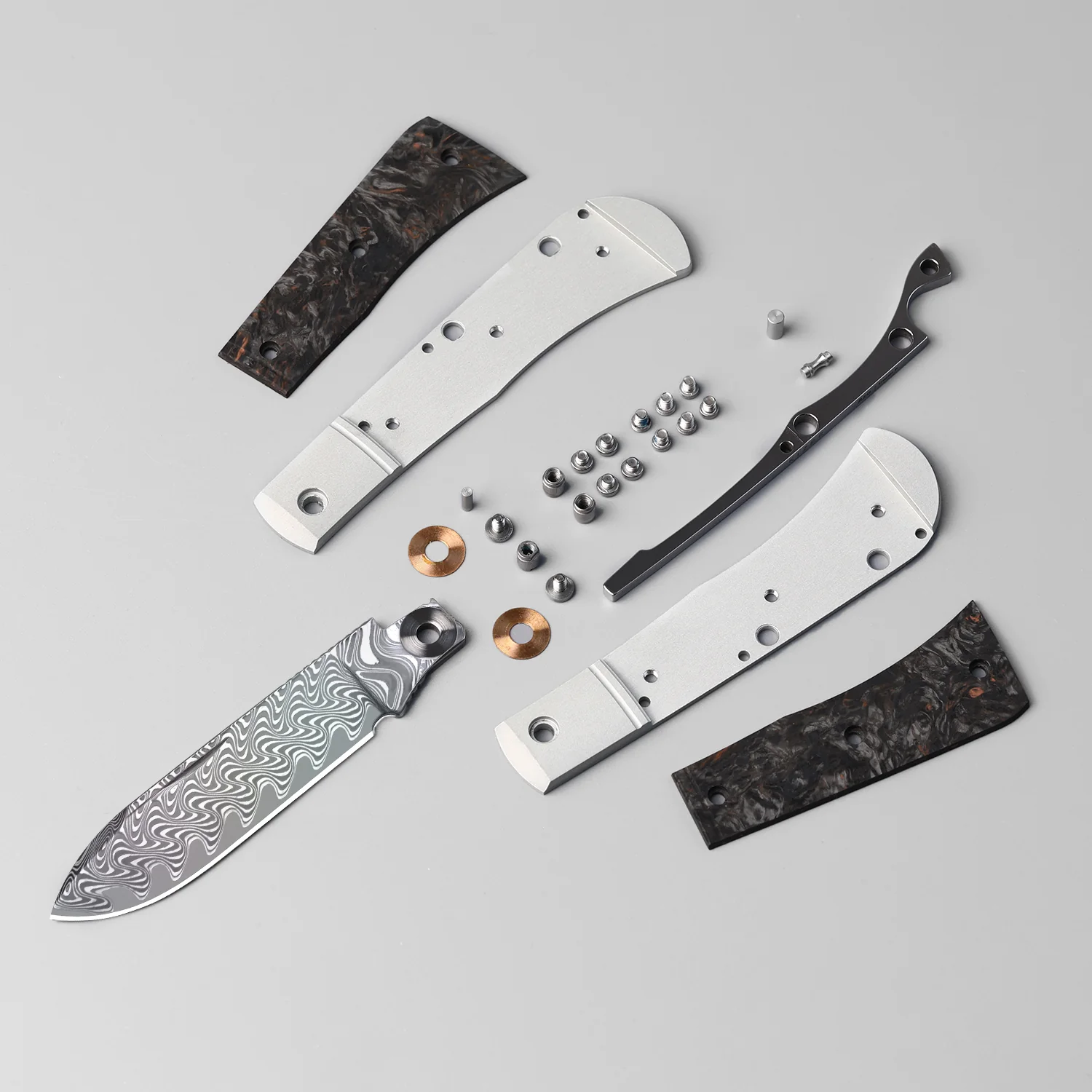 Trestle D With Pac-Bar | Rainbow Damascus | Aluminum & Fat Carbon | Slip Joint | KizerV™ 3760A6 - Image 15