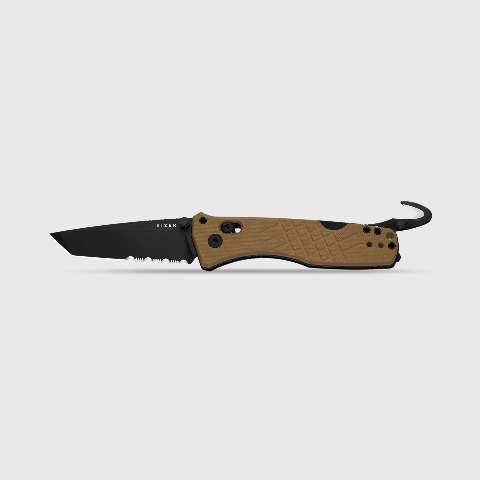 Aegis T | Partially-Serrated Edge | Kizer Clutch Lock™ | Rescue Hook & Glass Breaker | KizerV™ 3774CTA3