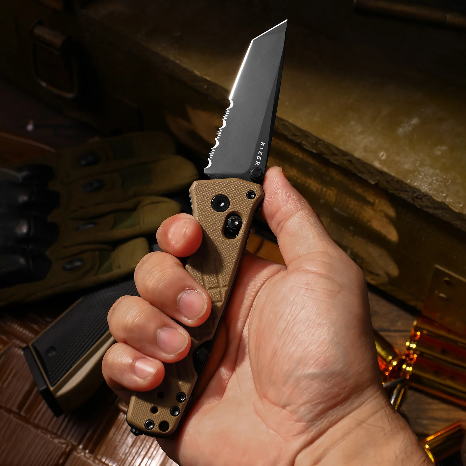 Aegis T | Kizer Clutch Lock™ | Tanto | Rescue Hook & Glass Breaker | KizerV™ 3774CTA2 - Image 15