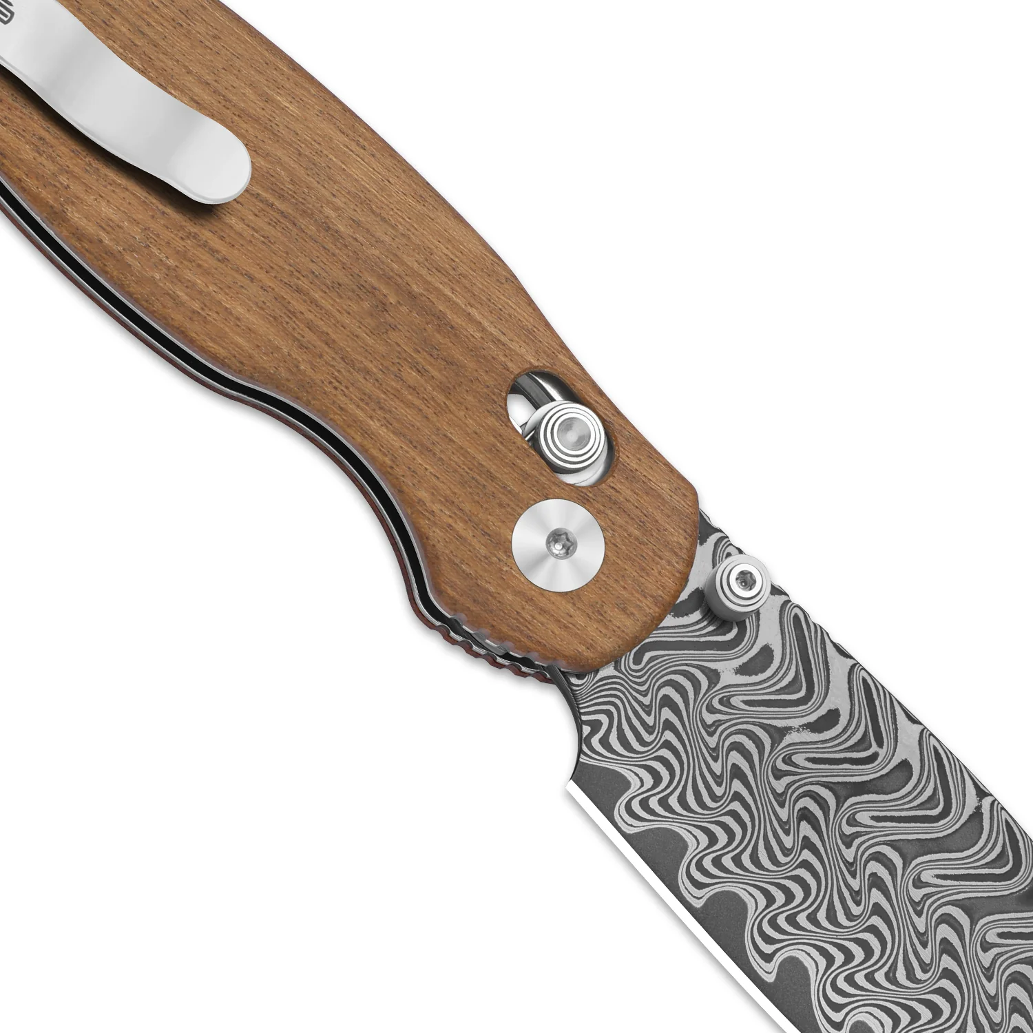 Phoca CD | Kizer Clutch Lock™ | Acid Damascus | Mkuruti Wood | KizerV™ 3781CDA3 - Image 7