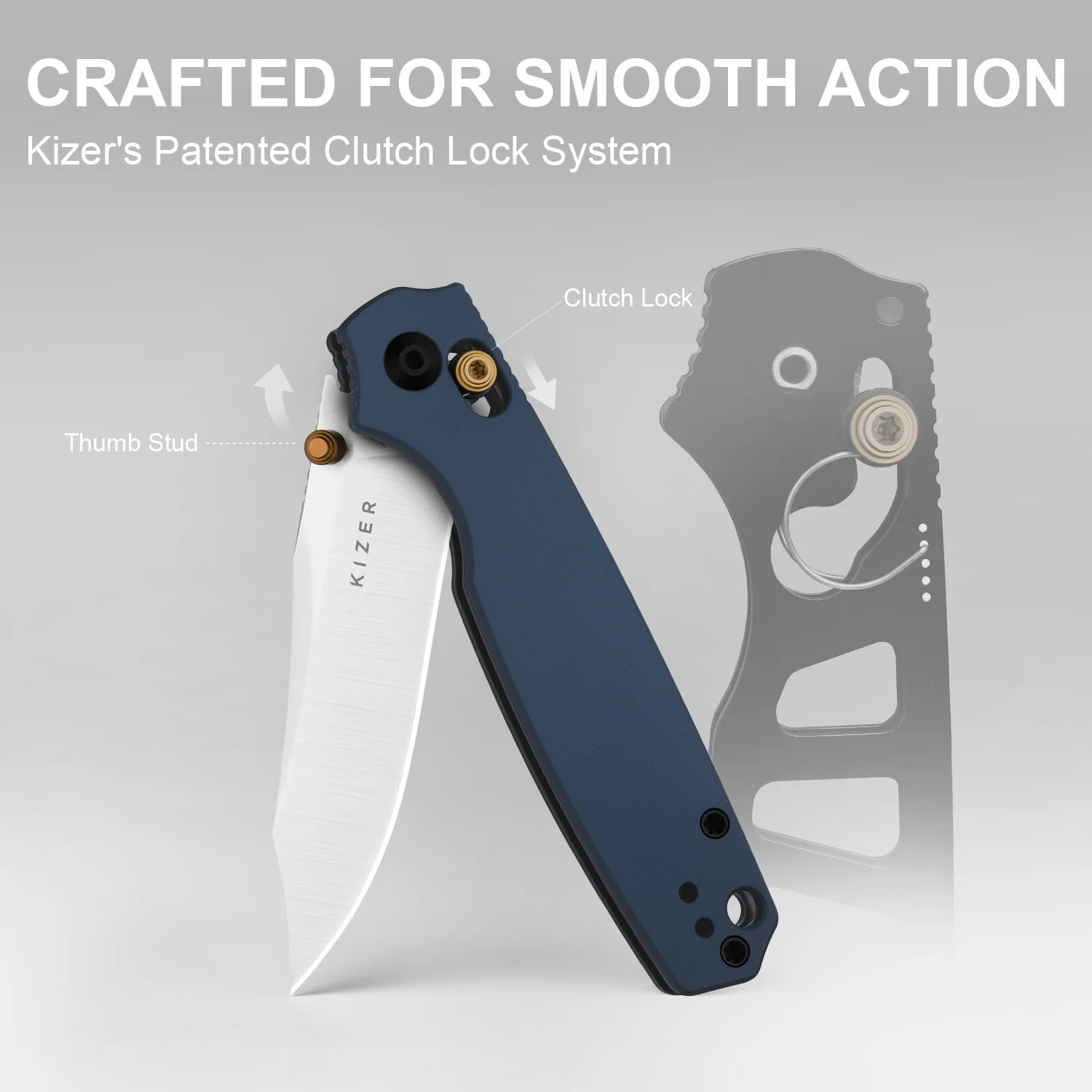 Pokiman CC | Kizer Clutch Lock™ | Clip Point | Four-Finger Full Grip | Aluminum | KizerV™ 3789A4 - Image 10