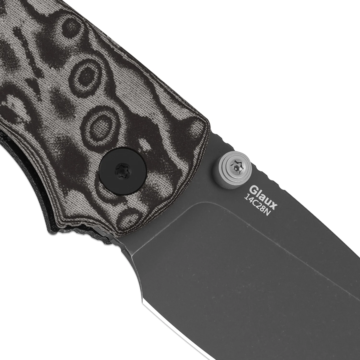 Glaux | Kizer Button Liner Lock™ | Vortex Pattern Micarta | Gray PVD Coating & Stonewashed | KizerV™ 3801A2 - Image 7